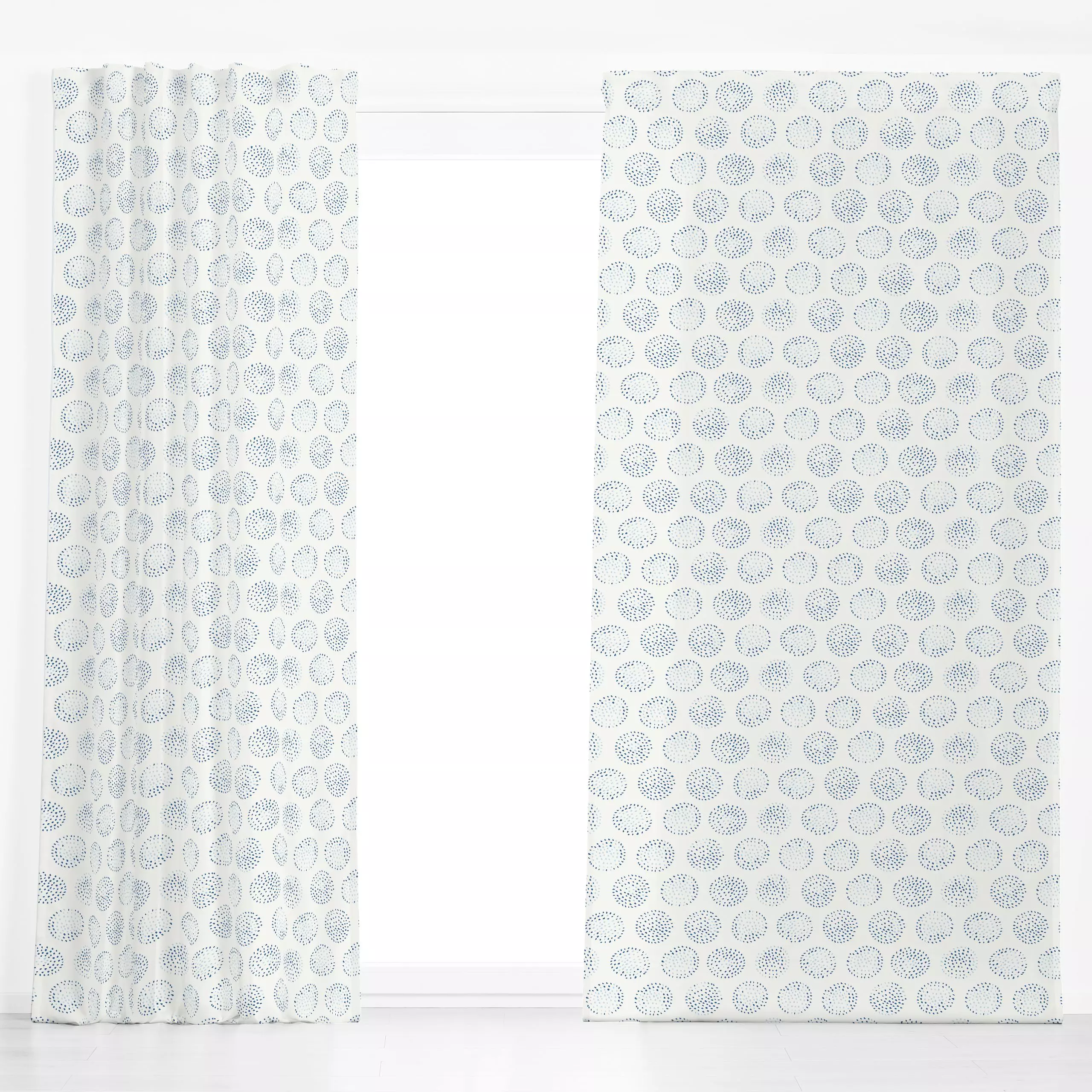 Dekovorhang Erizo de Mar aqua - Symbole & Muster - von „Katrin Graff"; Punkte, Meer, Kreise, maritim, coastal, gepunktet, na...