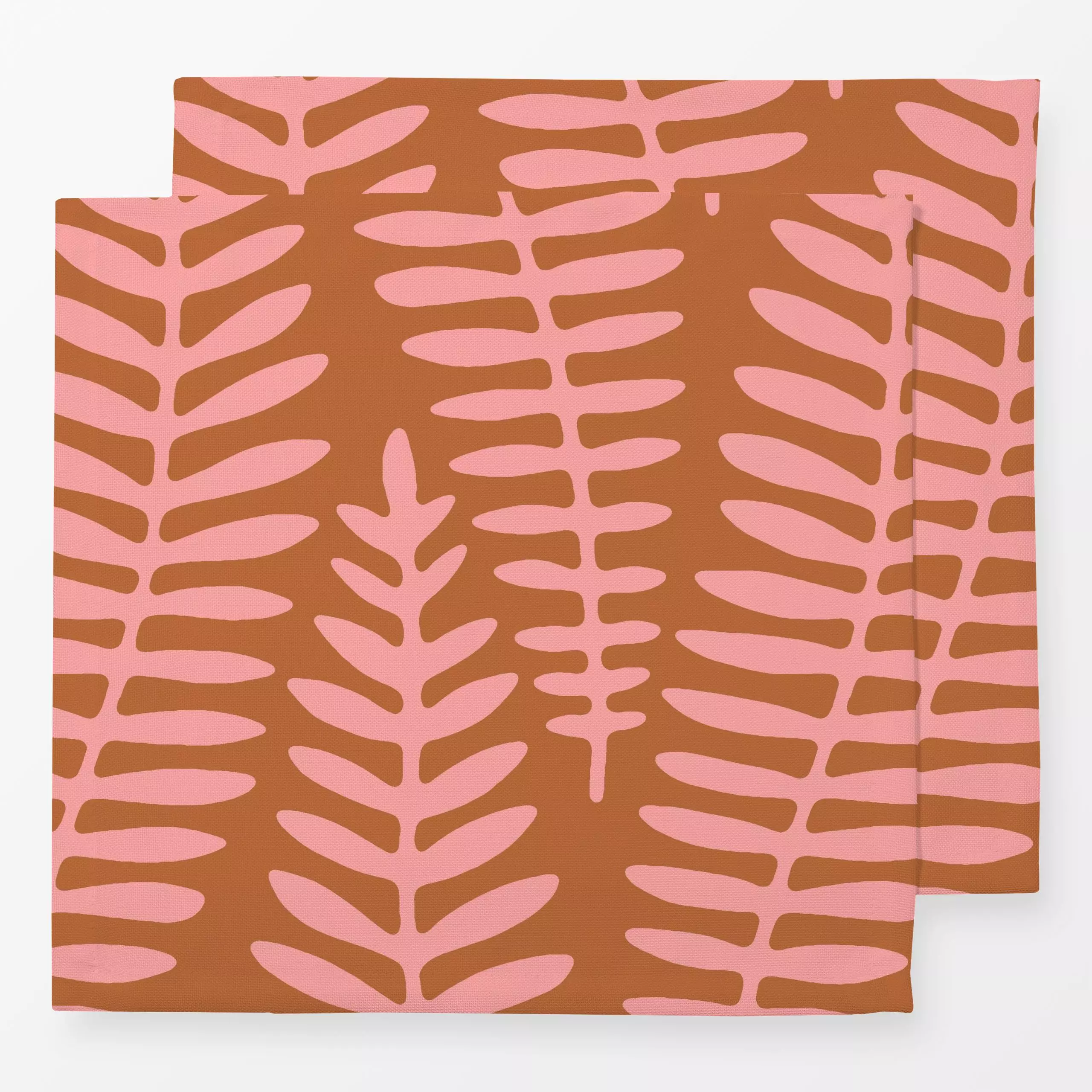 Servietten Palmenblatt Braun Peach - Blumen & Florales, Pflanzen & Botanik - von „Studio Kesse"; Blatt, Blätter, Pflanzen, P...