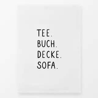 Geschirrtuch Tee Spruch Schwarzweiß