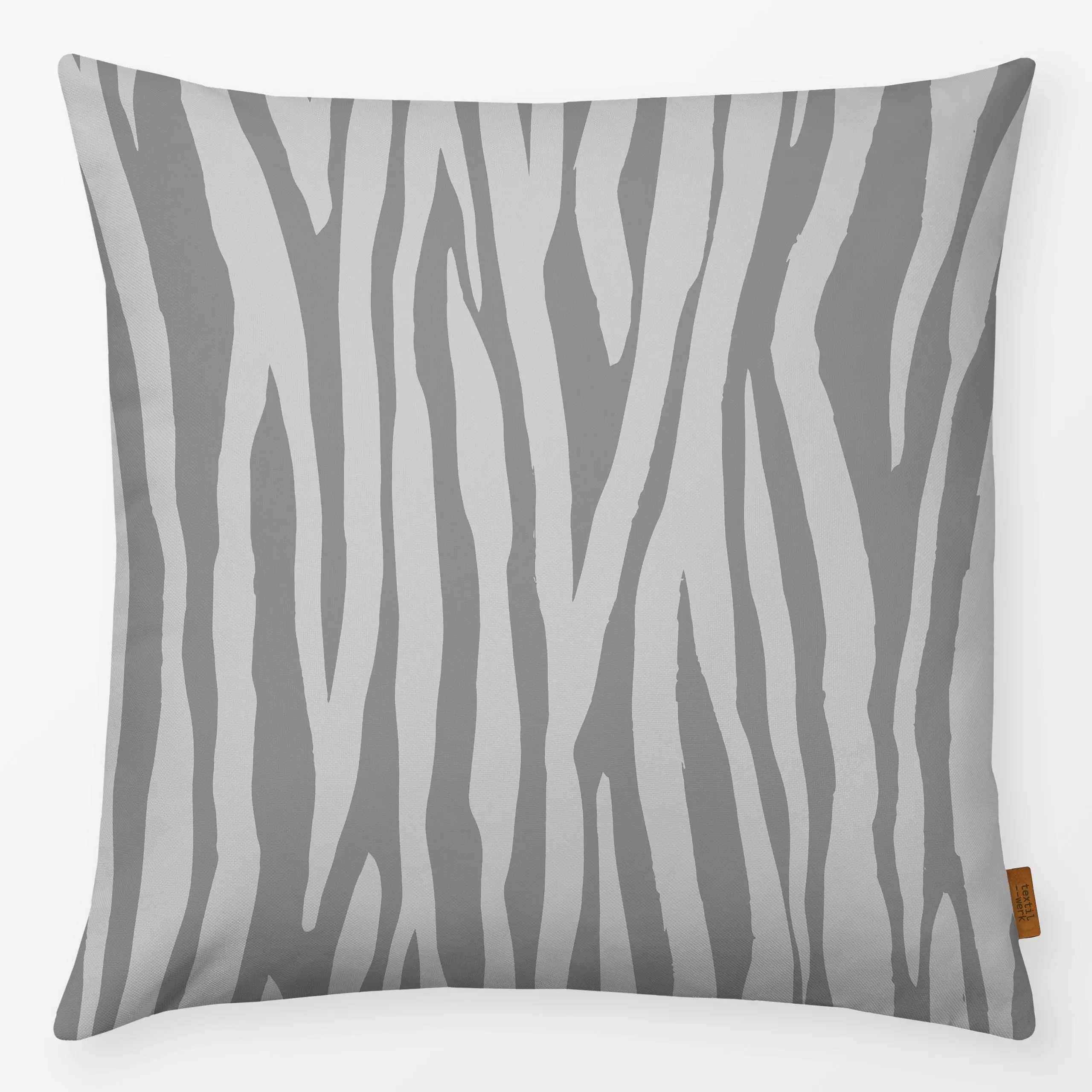 Kissen Tropical Paradise Zebra 3 - Sommer, Symbole & Muster - von „Andrea Haase"; grau, Streifen, Zebra, safari, neutral, St...