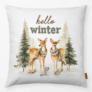 Kissen Hello Winter - Rehe im Wald