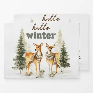 Tischset Hello Winter - Rehe im Wald