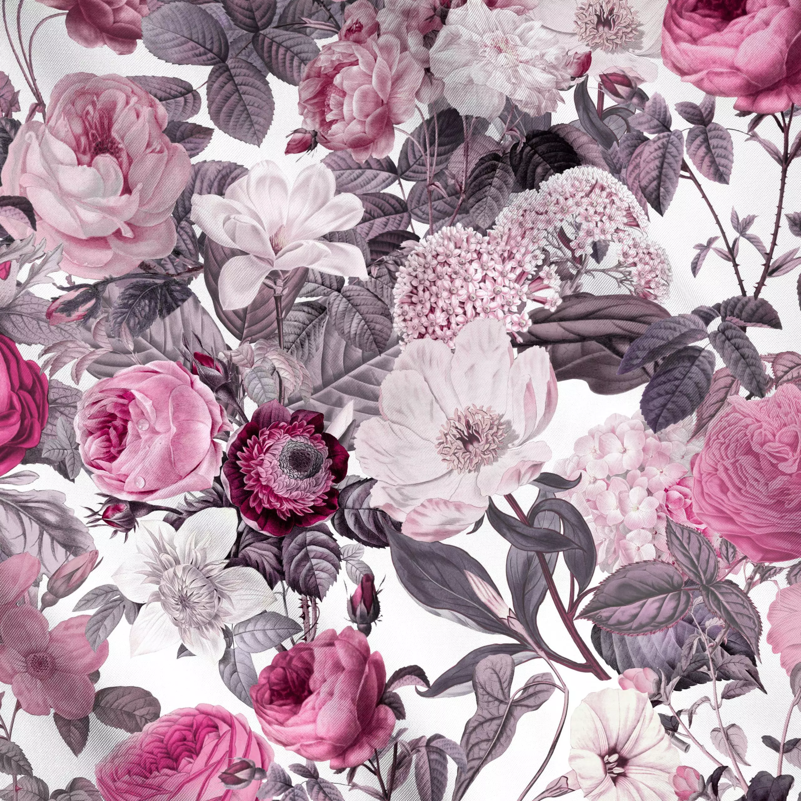 Meterware Rosa Blütentraum - Blumen & Florales, Retro & Vintage - von „Andrea Haase"; Frucht, Pfingstrosen, Sommerblumen, Ro...