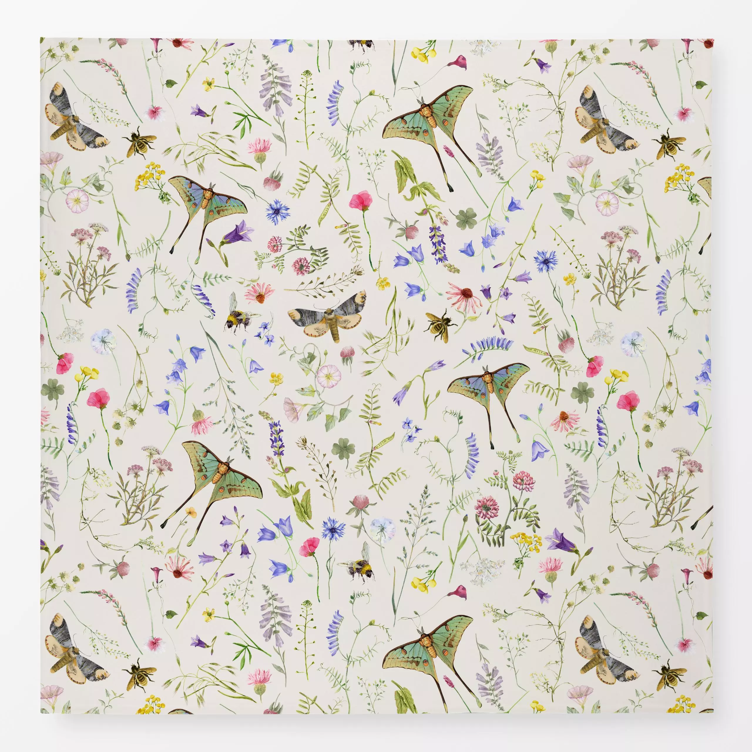 Tischdecke Vintage Wildblumen Und Motten - Blumen & Florales, Tiere - von „Uta Naumann"; Natur, skandinavisch, Garten, Wildb...