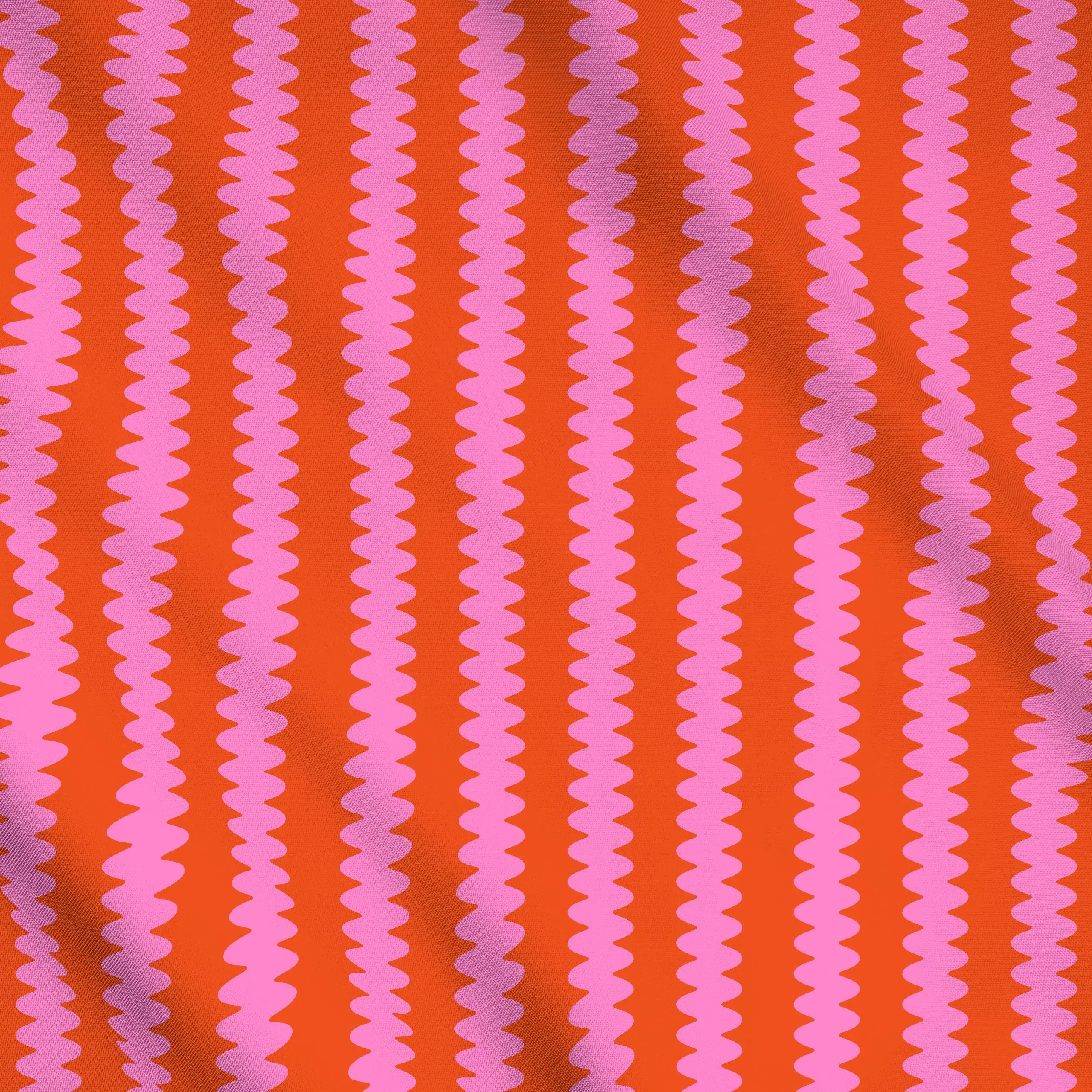 Meterware Wellen Pink Auf Orange - Sommer, Symbole & Muster - von „Alisa Knöß"; outdoorkissen, Streifenmuster, sommerfarben,...