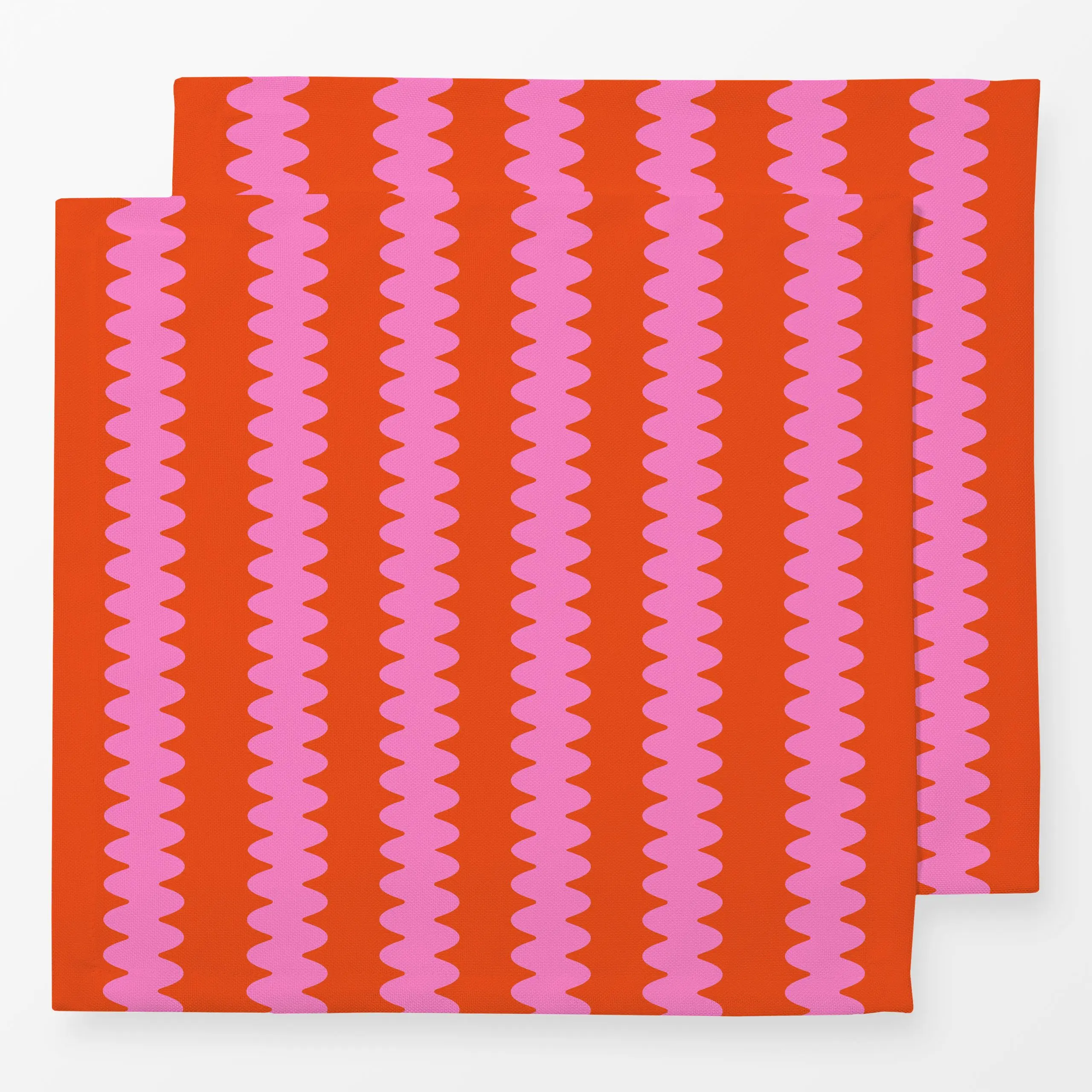 Servietten Wellen Pink Auf Orange - Sommer, Symbole & Muster - von „Alisa Knöß"; outdoorkissen, Streifenmuster, sommerfarben...