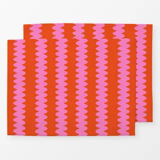 Tischset Wellen Pink Auf Orange