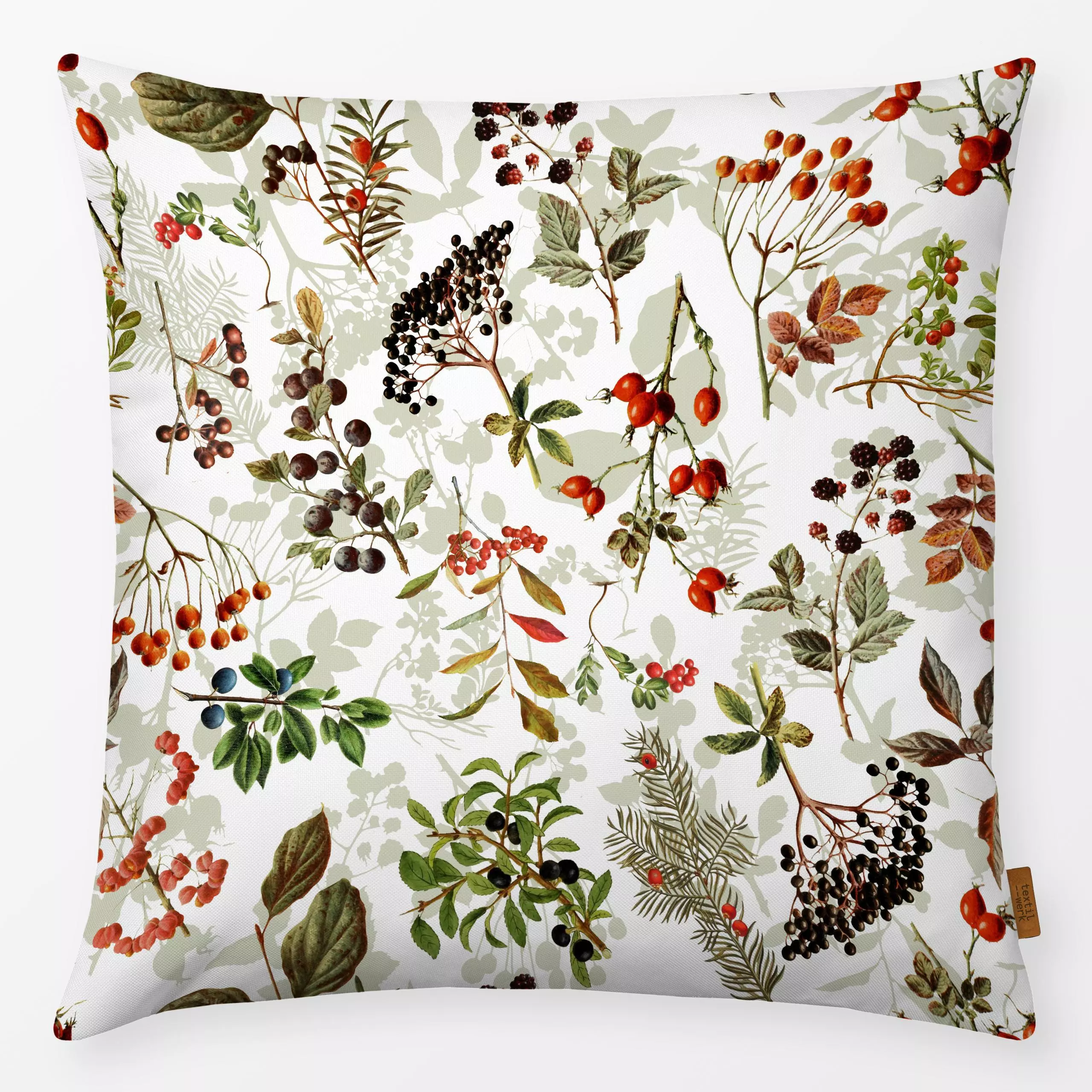 Kissen Herbst Früchte - Blumen & Florales, Retro & Vintage - von „Uta Naumann"; boho, Muster, Garten, Beeren, Früchte, vinta...