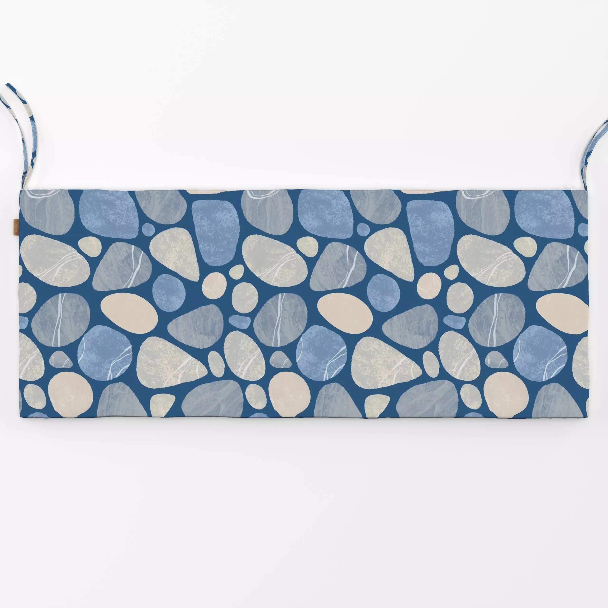 Bankauflage Blue Pebble - Natur & Landschaft - von „Andrea Haase"; Aquarell, Linien, beige, Steine, organisch, Mineralien, K...