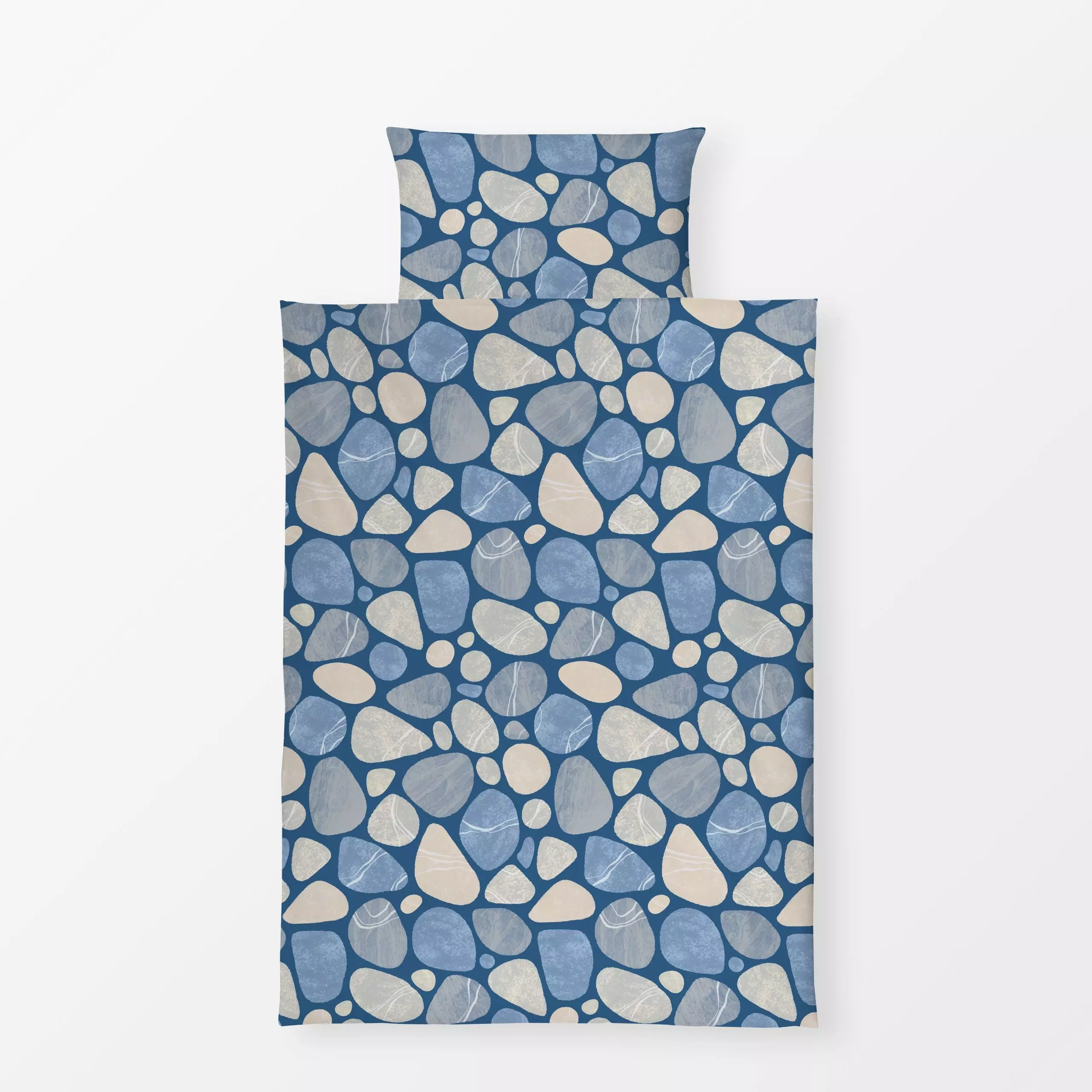 Bettwäsche Blue Pebble - Natur & Landschaft - von „Andrea Haase"; Aquarell, Linien, beige, Steine, organisch, Mineralien, Ki...