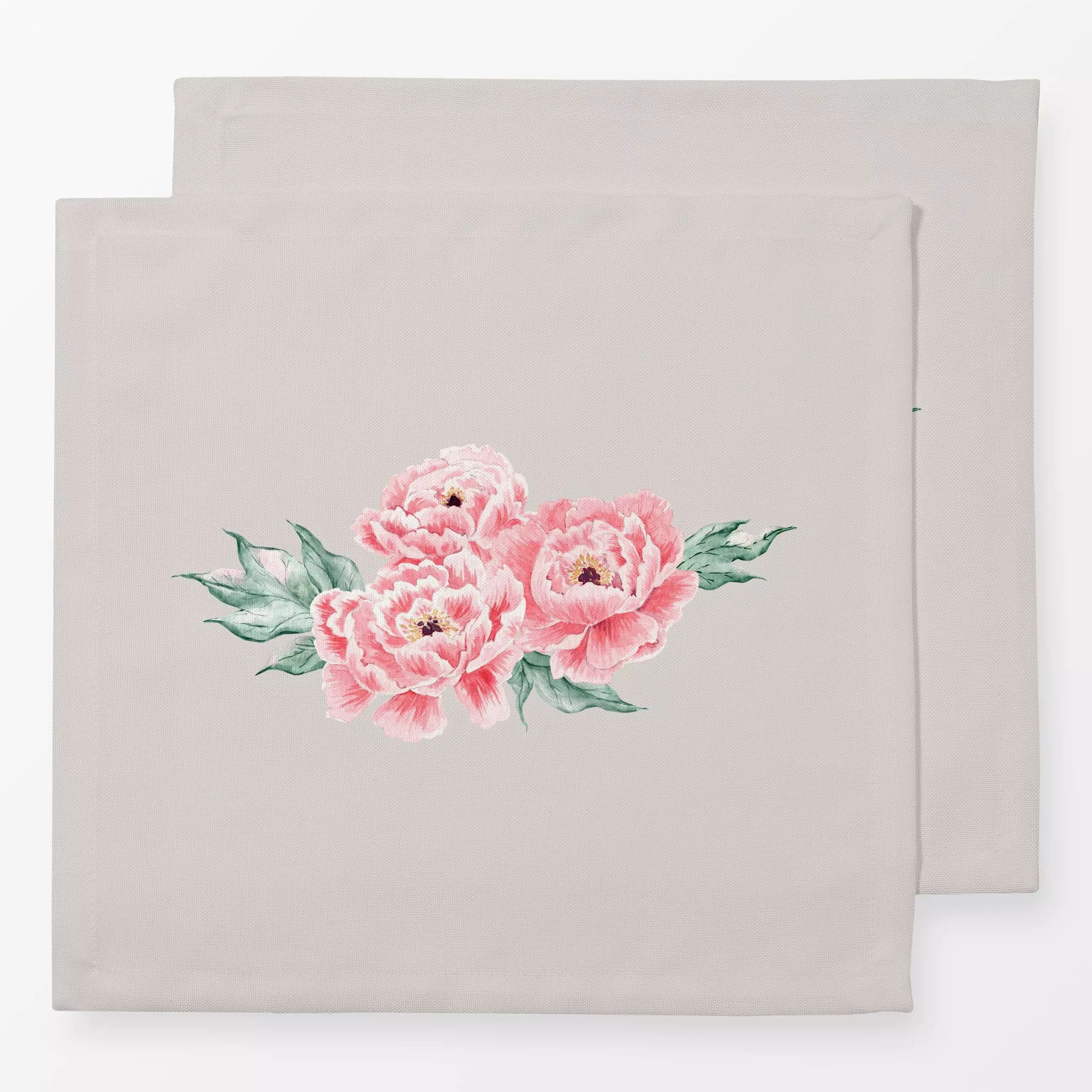 Servietten Pfingstrose beige - Blumen & Florales - von „Katrin Graff“; rosa, Rosen, Pfingstrosen, Sand, Muttertag, floral, O...