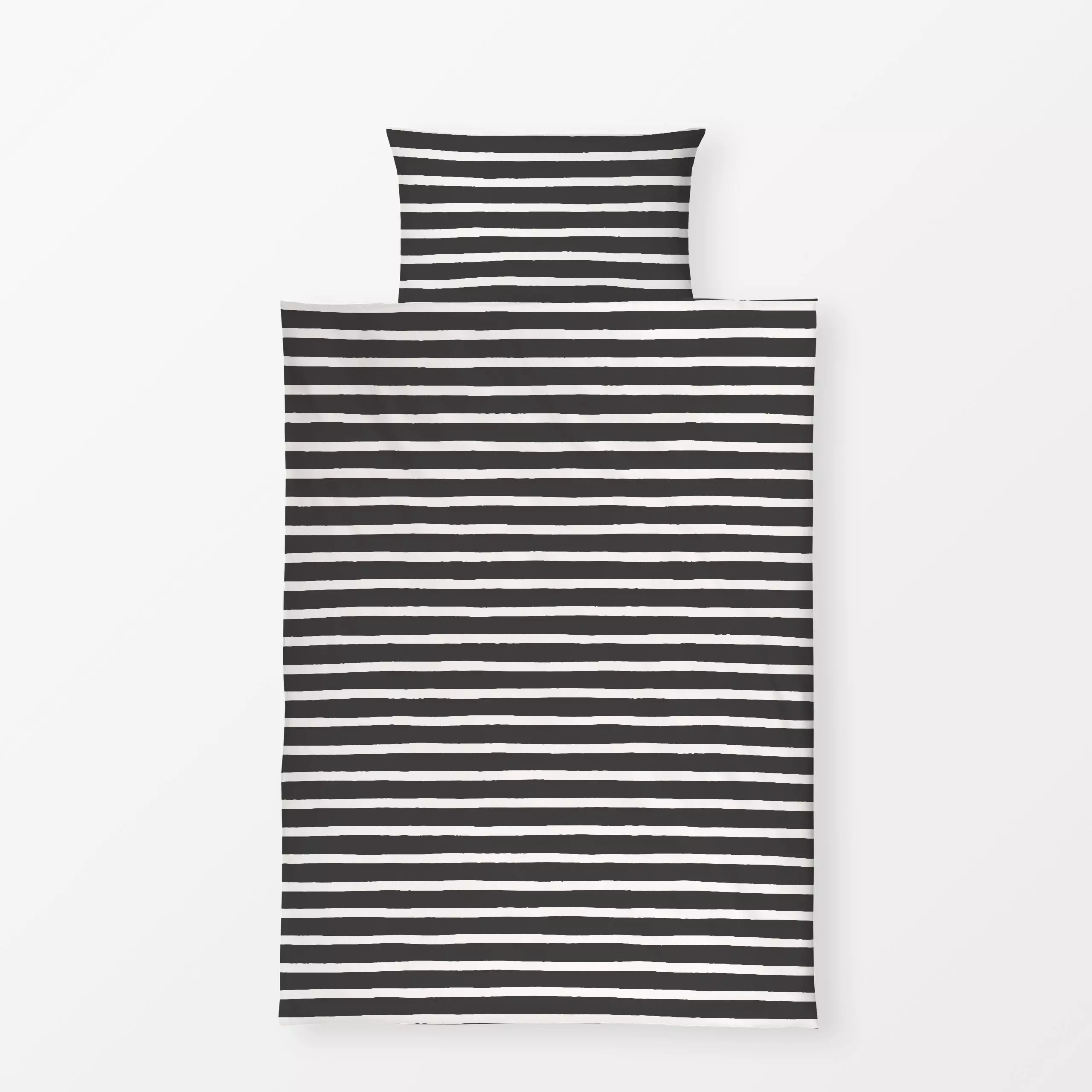 Bettwäsche Stripes beige anthrazit - Symbole & Muster - von Kathrin Woo"; Muster, minimal, Streifen, modern, dunkelgrau, st...