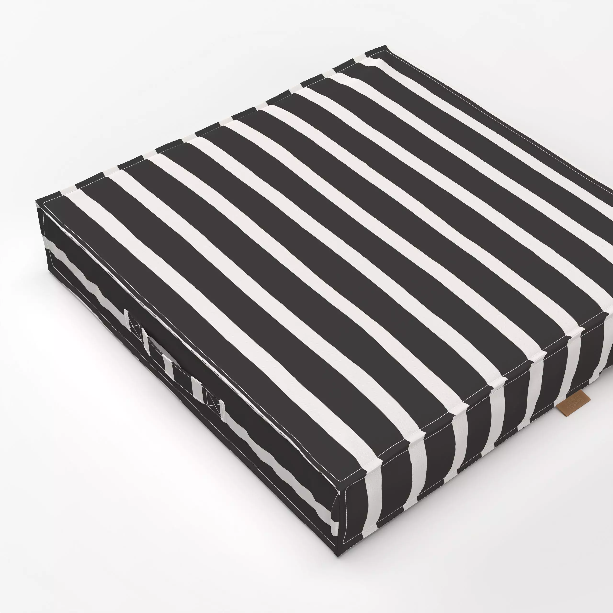 Bodenkissen Stripes beige anthrazit - Symbole & Muster - von „Kathrin Woo"; Muster, minimal, Streifen, modern, dunkelgrau, s...