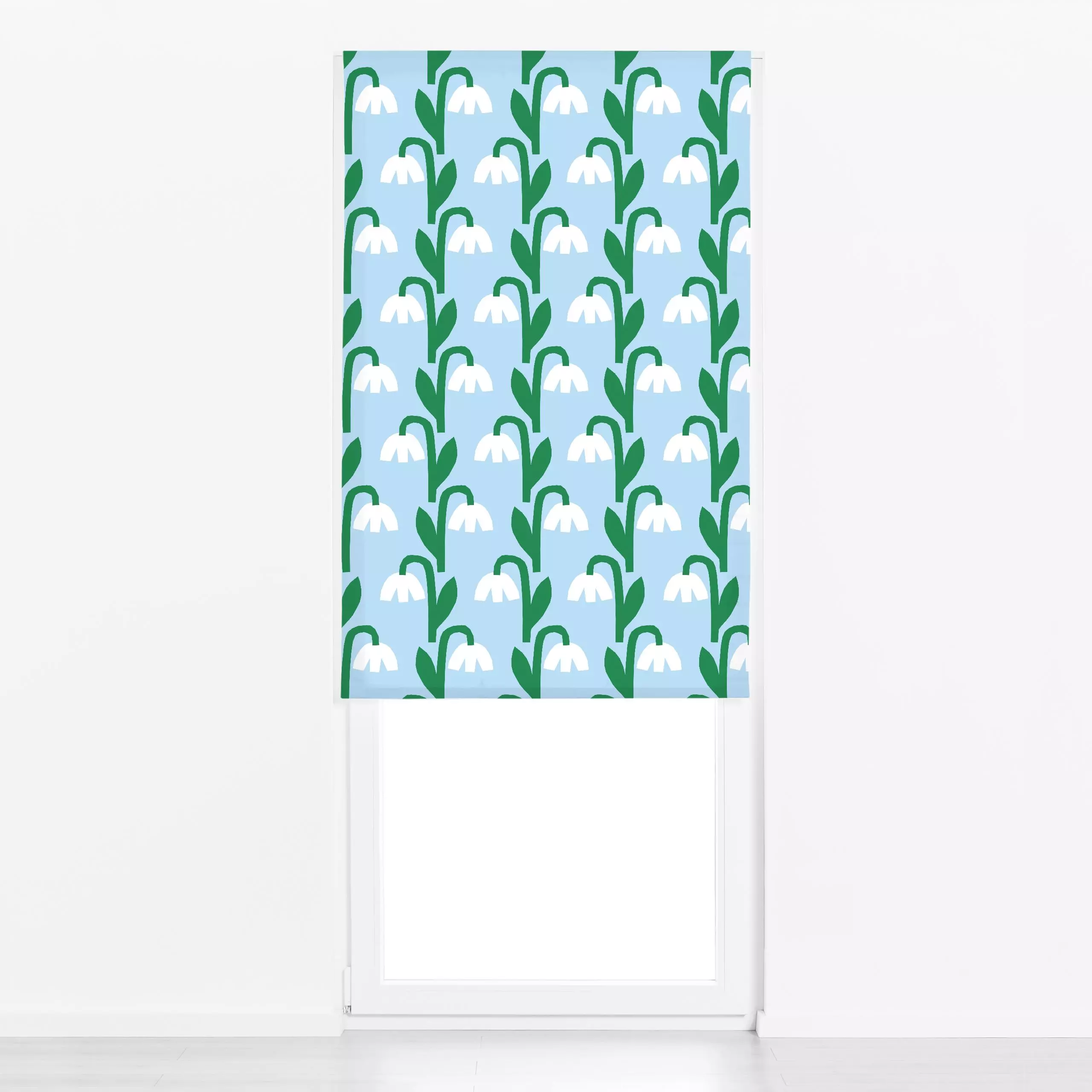 Raffrollo Maiglocken - Blumen & Florales, Frühling - von „Lisa Jasmin Bauer"; Blumen, blau, Ostern, Farben, Fruehling, farbe...