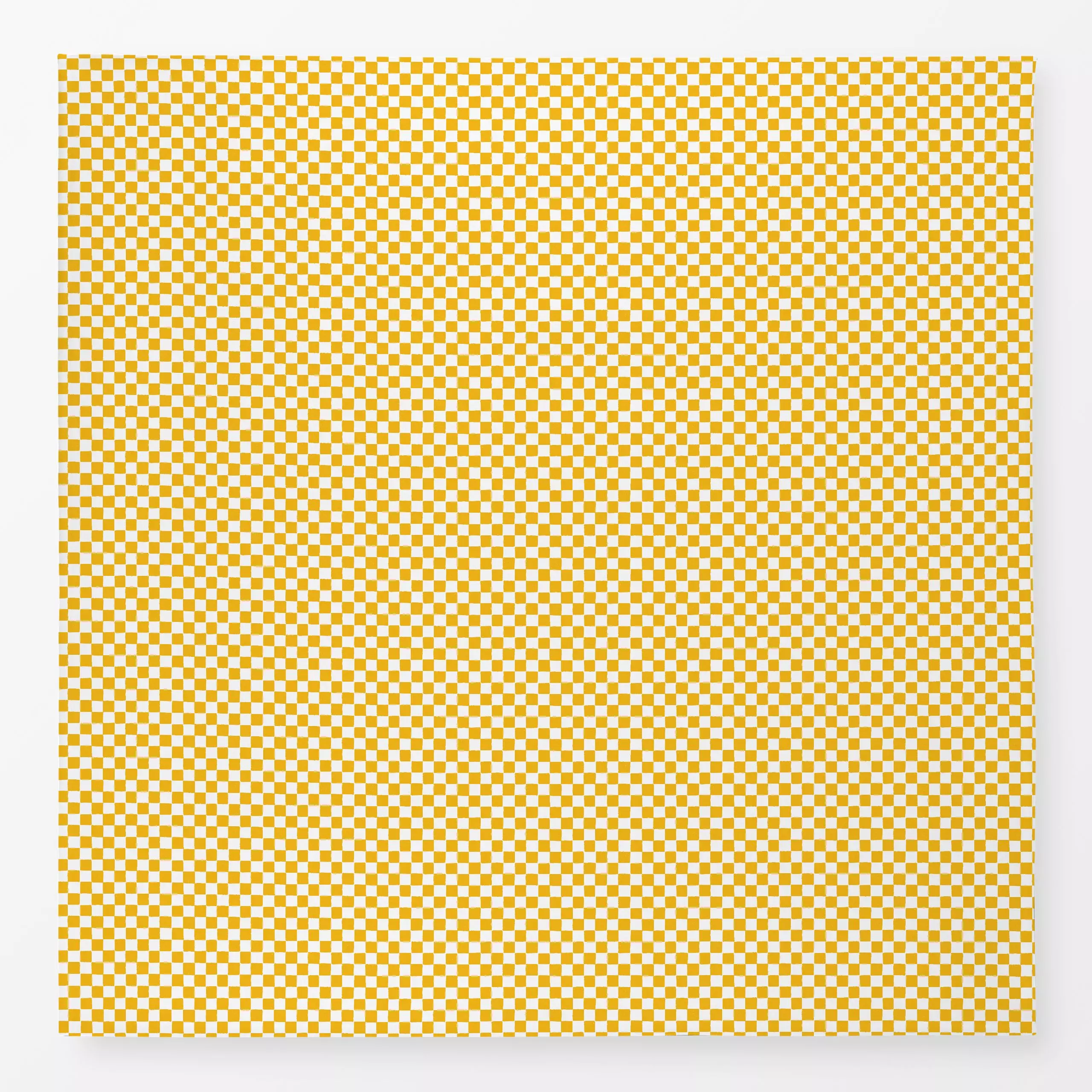 Tischdecke Handgemaltes Karo Gelb, gemustert, Sommer, von Mareen Heinz