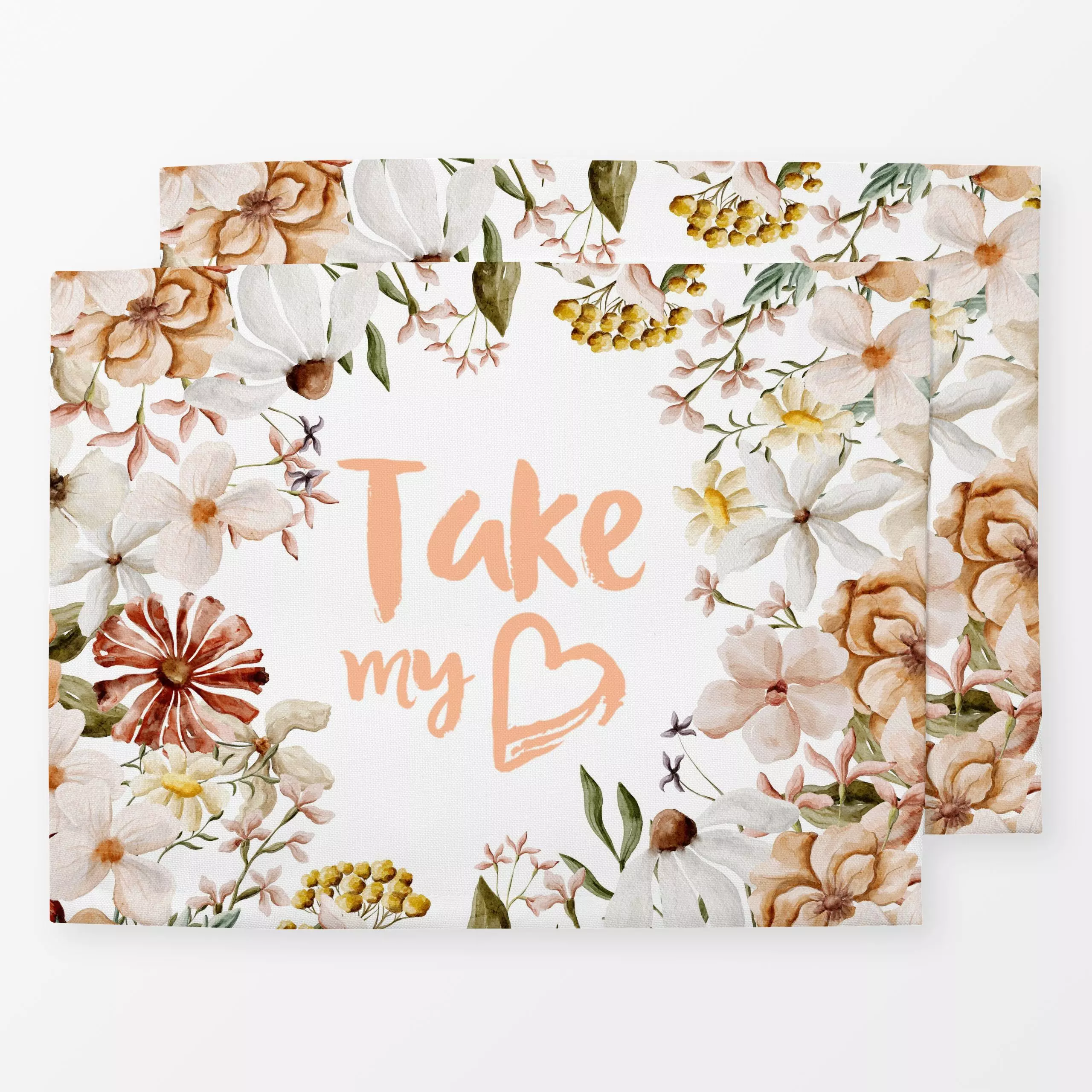 Tischset Unendliche Liebe Herz - Liebe, Romantik & Pride, Sprüche & Schriftzüge, Anlässe - von „Uta Naumann"; boho, Blumen, ...