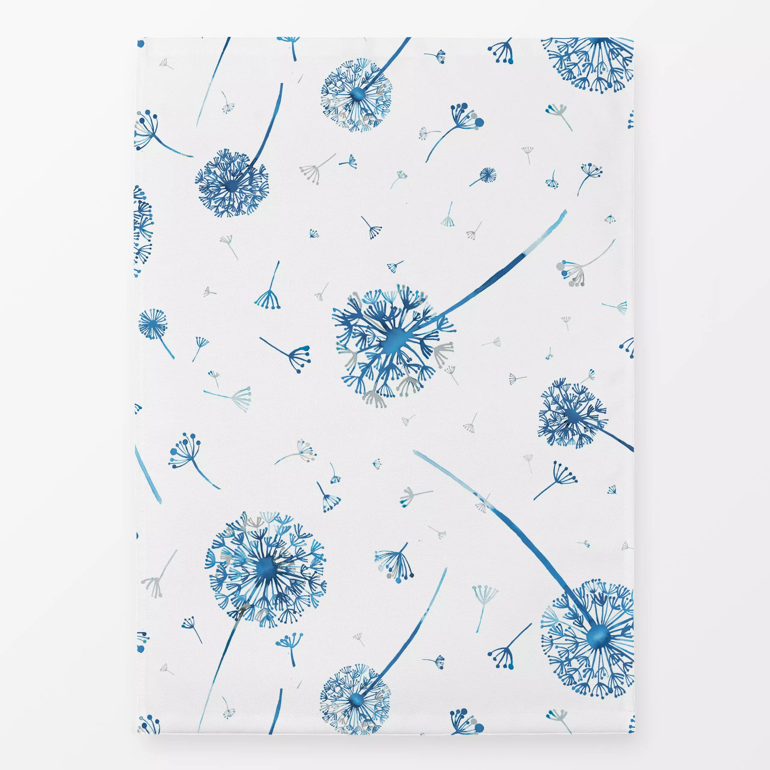 Geschirrtücher Spring Dandelions Indigo - Frühling, Sommer - von „Ninola Design "; Muster, Aquarell, Kräuter, Blüten, Hygge,...