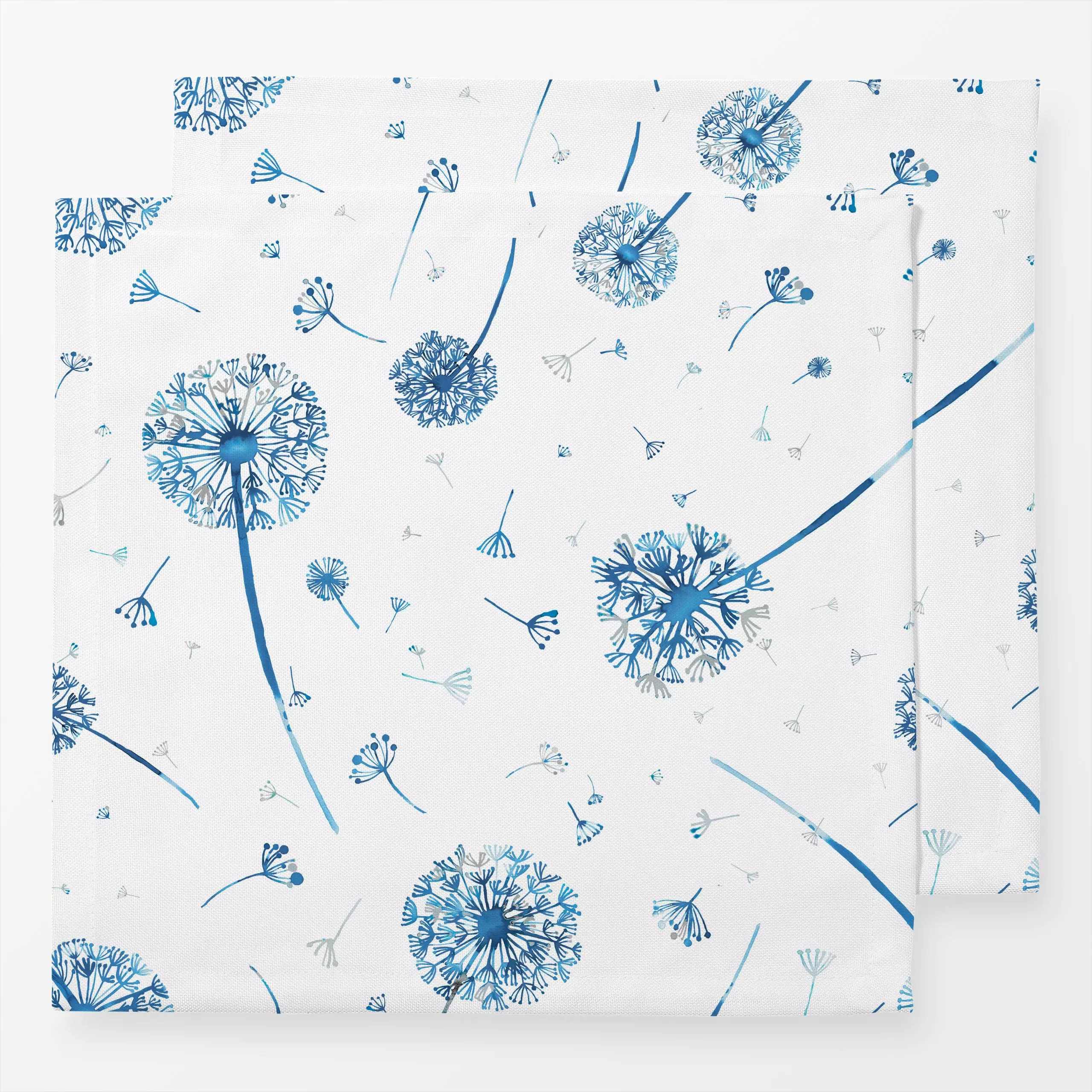 Servietten Spring Dandelions Indigo - Frühling, Sommer - von „Ninola Design "; Muster, Aquarell, Kräuter, Blüten, Hygge, Som...