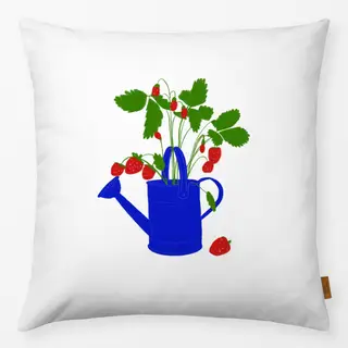 Kissen Gießkanne mit Erdbeeren