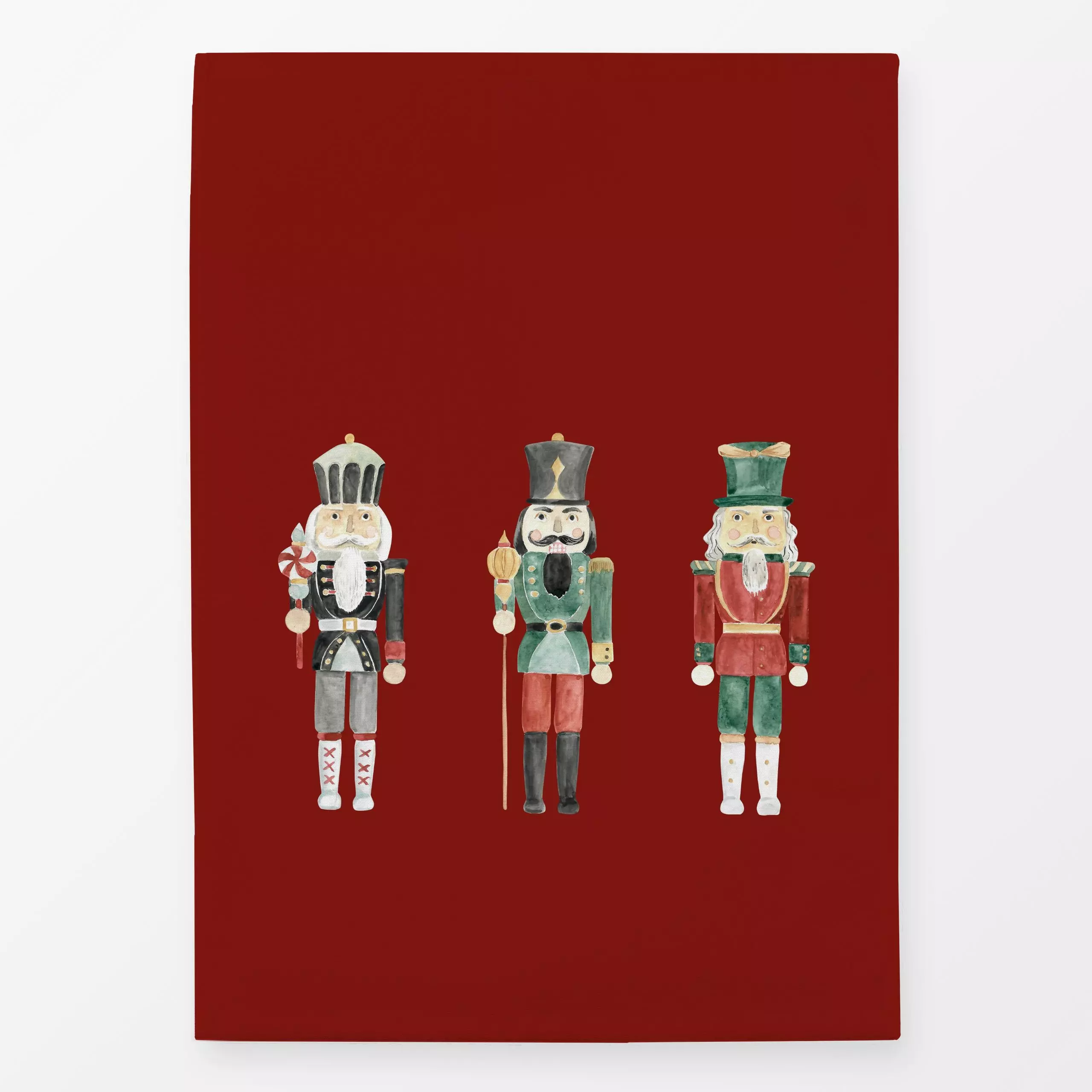 Geschirrtücher Drei Nussknacker rot - Weihnachten, Winter - von „Katrin Graff"; Aquarell, vintage, landhaus, Weihnachtsdeko,...