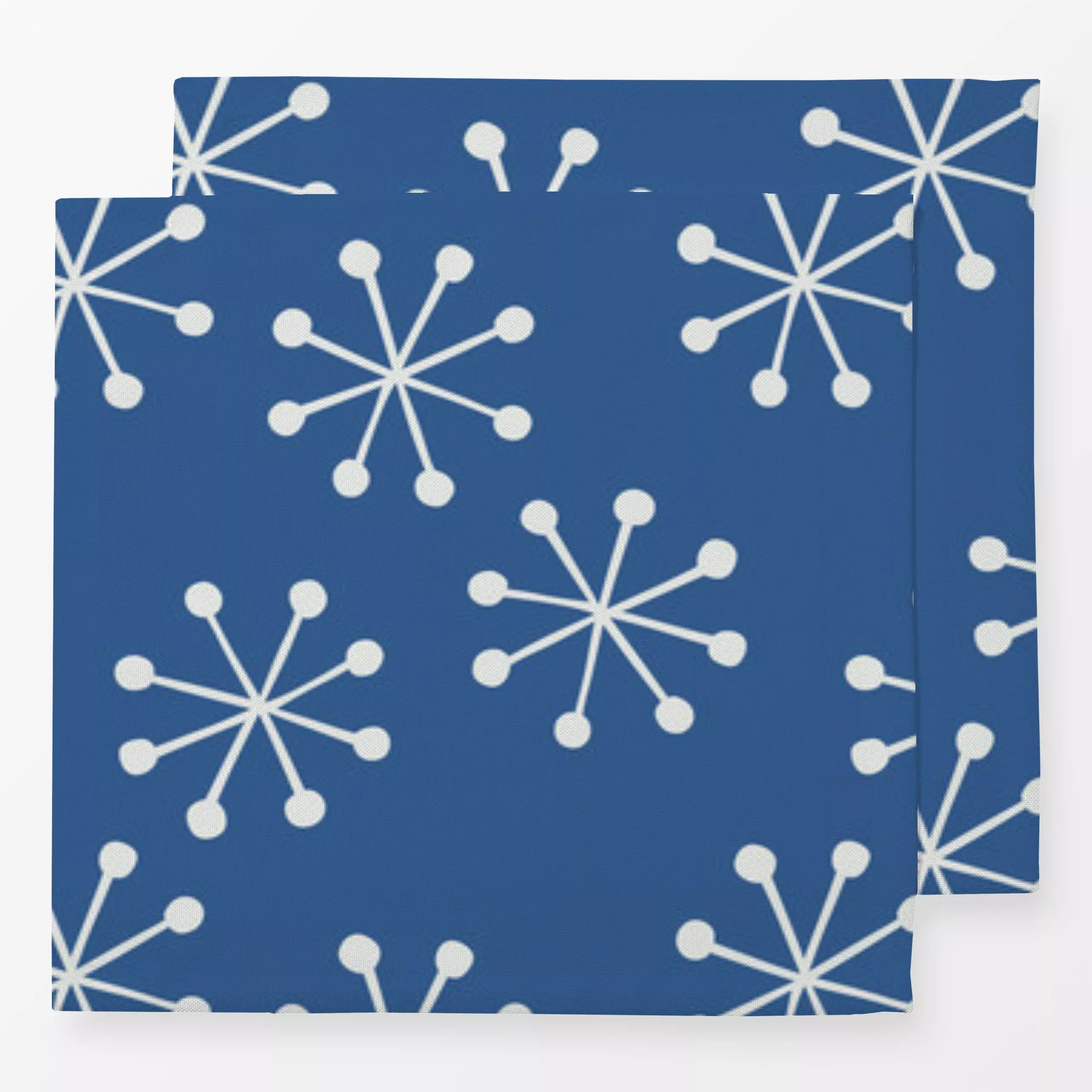 Servietten Schneeflocken auf Blau - Weihnachten, Winter - von „Kerstin Ax"; Muster, skandinavisch, Schneeflocken, Sterne, We...