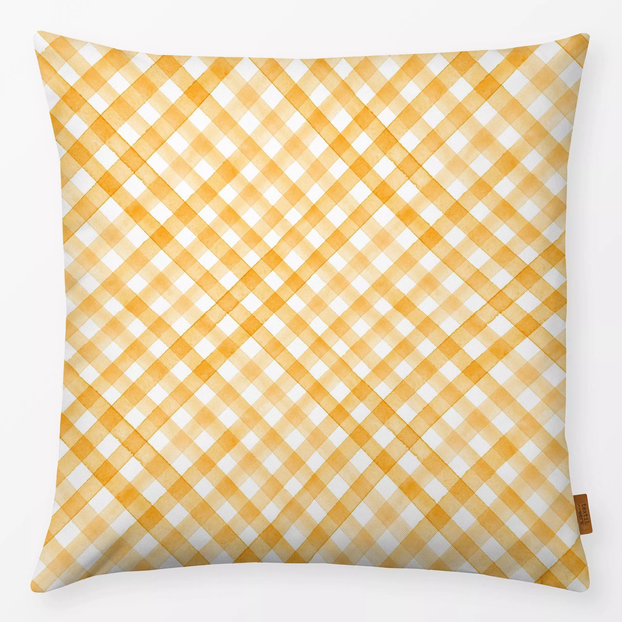 Kissen Cottage Summer Karo Gingham - Frühling, Sommer, Symbole & Muster - von „Monika Strigel"; Orange, Karo, landhaus, kari...