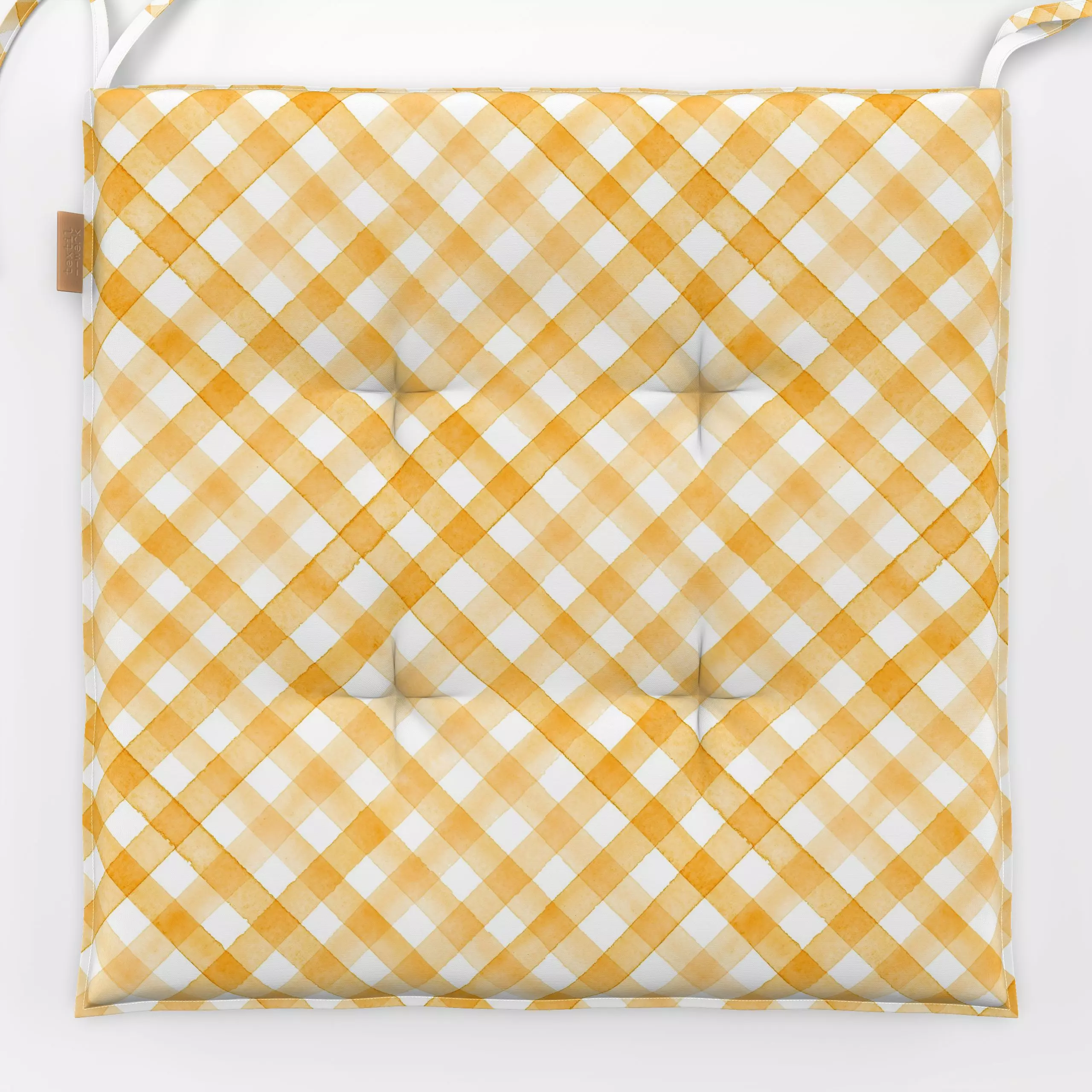 Sitzkissen Cottage Summer Karo Gingham - Frühling, Sommer, Symbole & Muster - von „Monika Strigel"; Orange, Karo, landhaus, ...