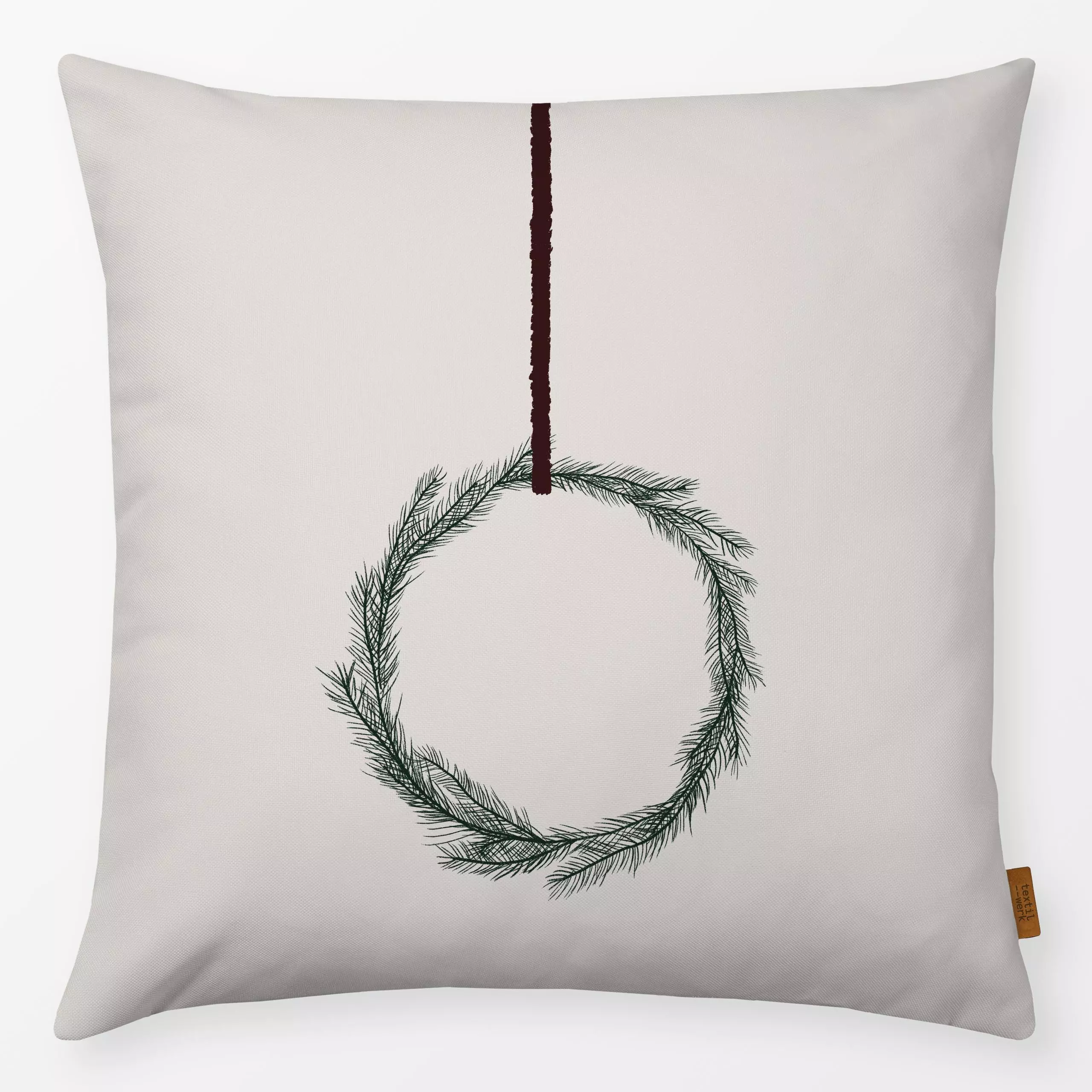 Kissen Krans Lys - Weihnachten, Winter - von „textilwerk x hejmelig"; Weihnachten, beige, kranz, weihnachtskranz, hejmelig