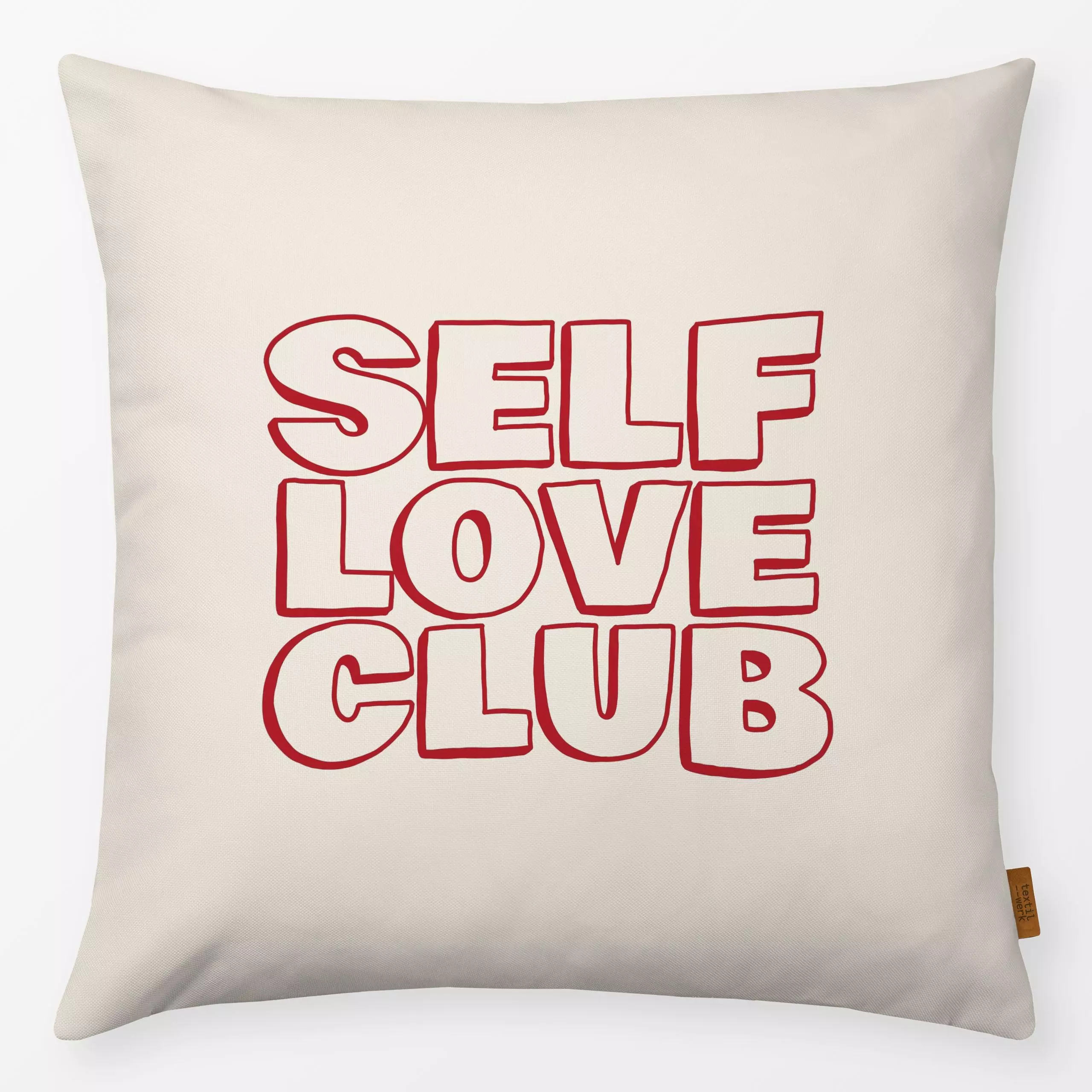 Kissen Self Love Club Beige - Frühling, Liebe, Romantik & Pride, Anlässe - von „textilwerk"; Illustration, trend, geschenkid...
