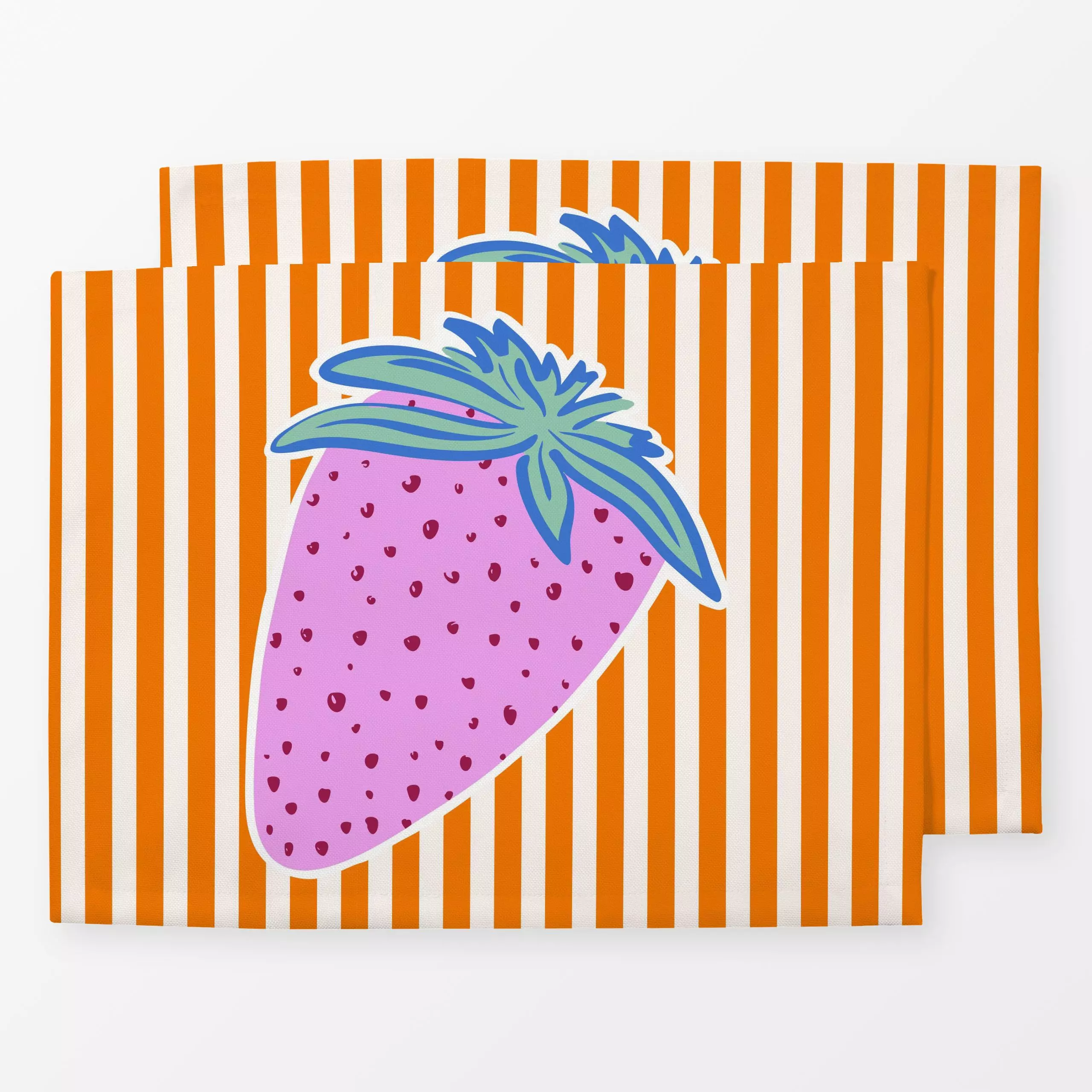 Tischset Strawberry Stripes - Sommer, Symbole & Muster, Früchte - von „Patries Elisabeth"; Frucht, Obst, bunt, frisch, strip...