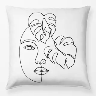 Bettwäsche Line Art Gesicht mit Monstera