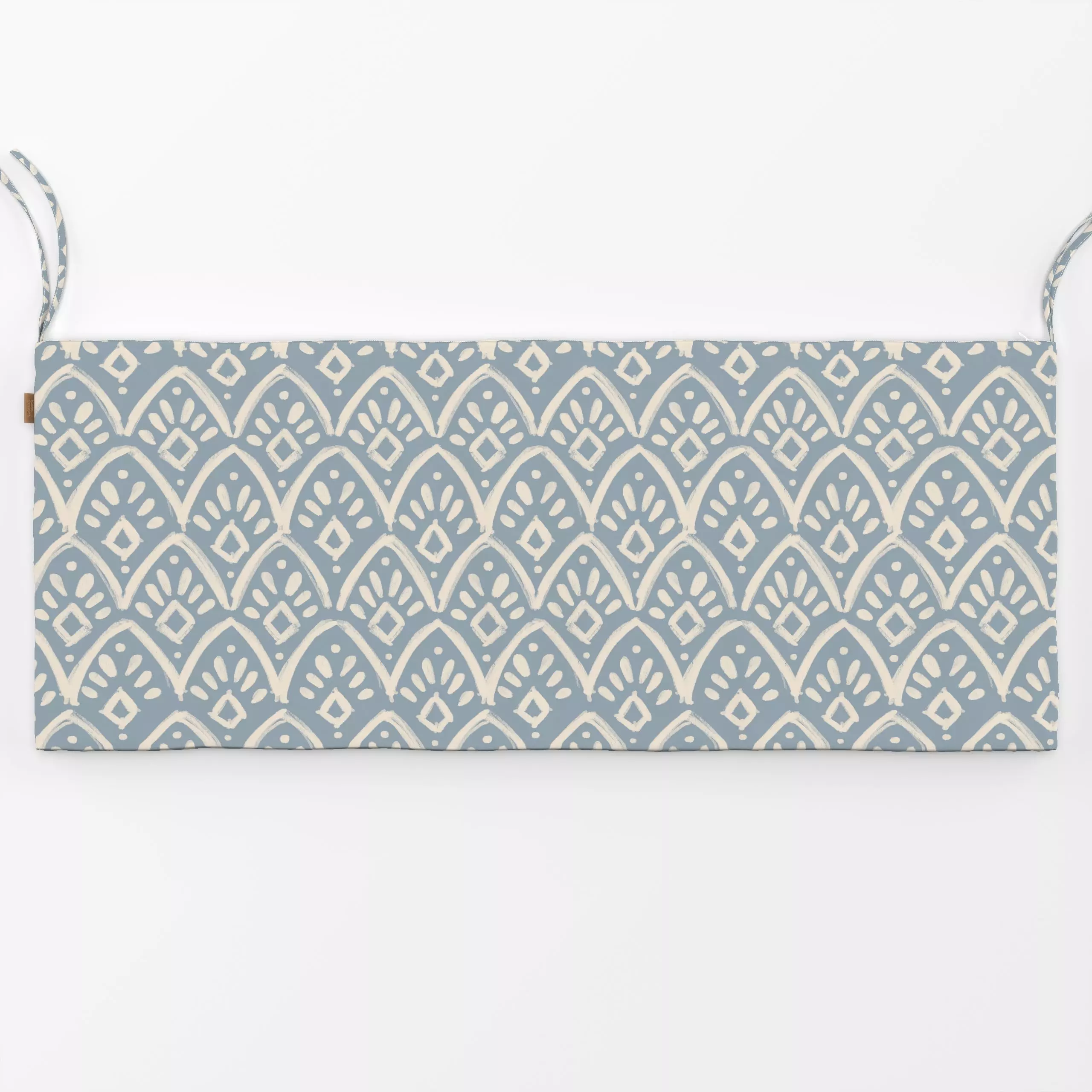 Bankauflage SUN ETHNO Graublau - Symbole & Muster - von „Kruth Design"; Garten, Sommer, Ethno, outdoor, ikat, Balkon, Garten...