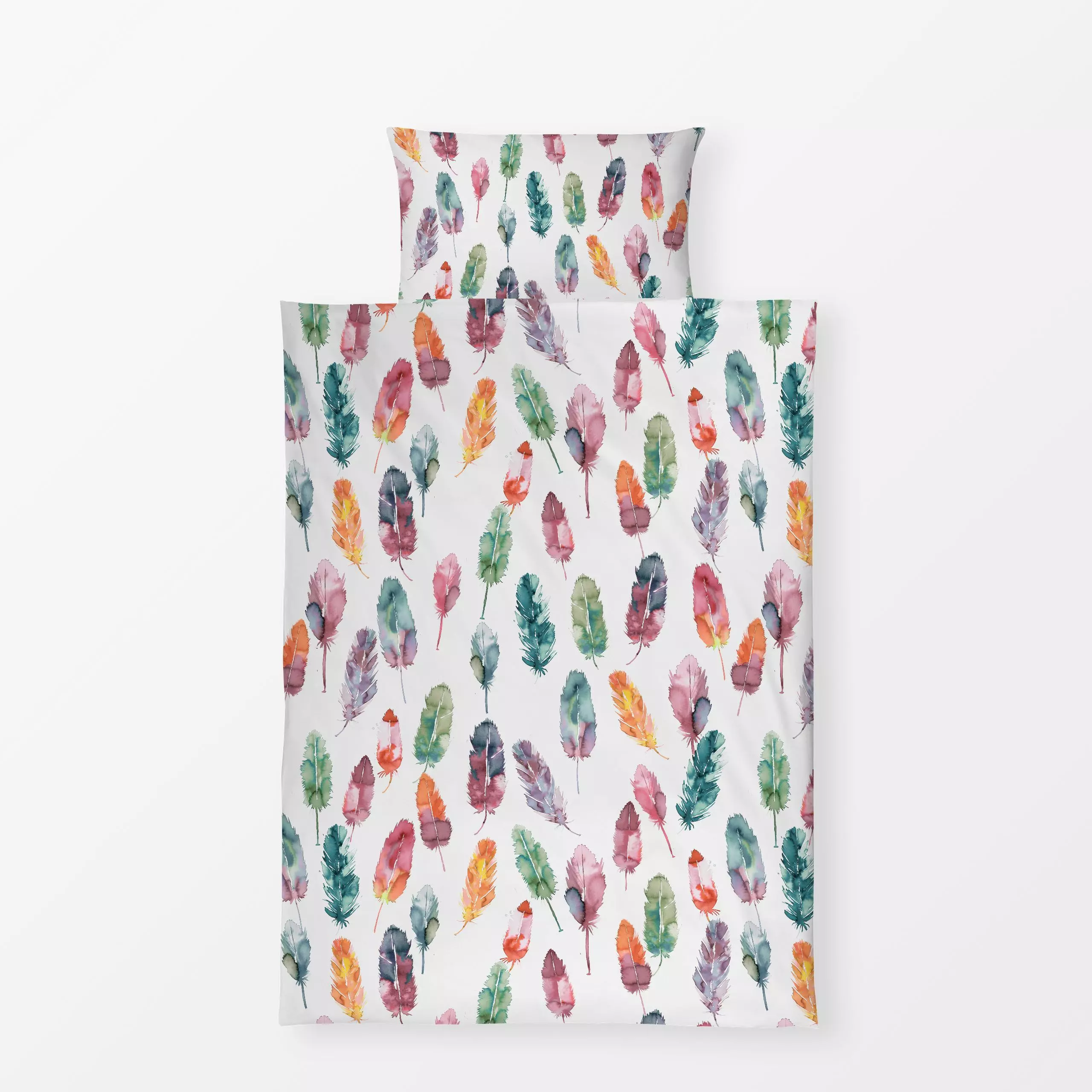 Bettwäsche Aquarell Frühling Boho Feder - Frühling, Sommer - von „Ninola Design "; boho, hippie, Muster, Feder, Kissen, Eleg...