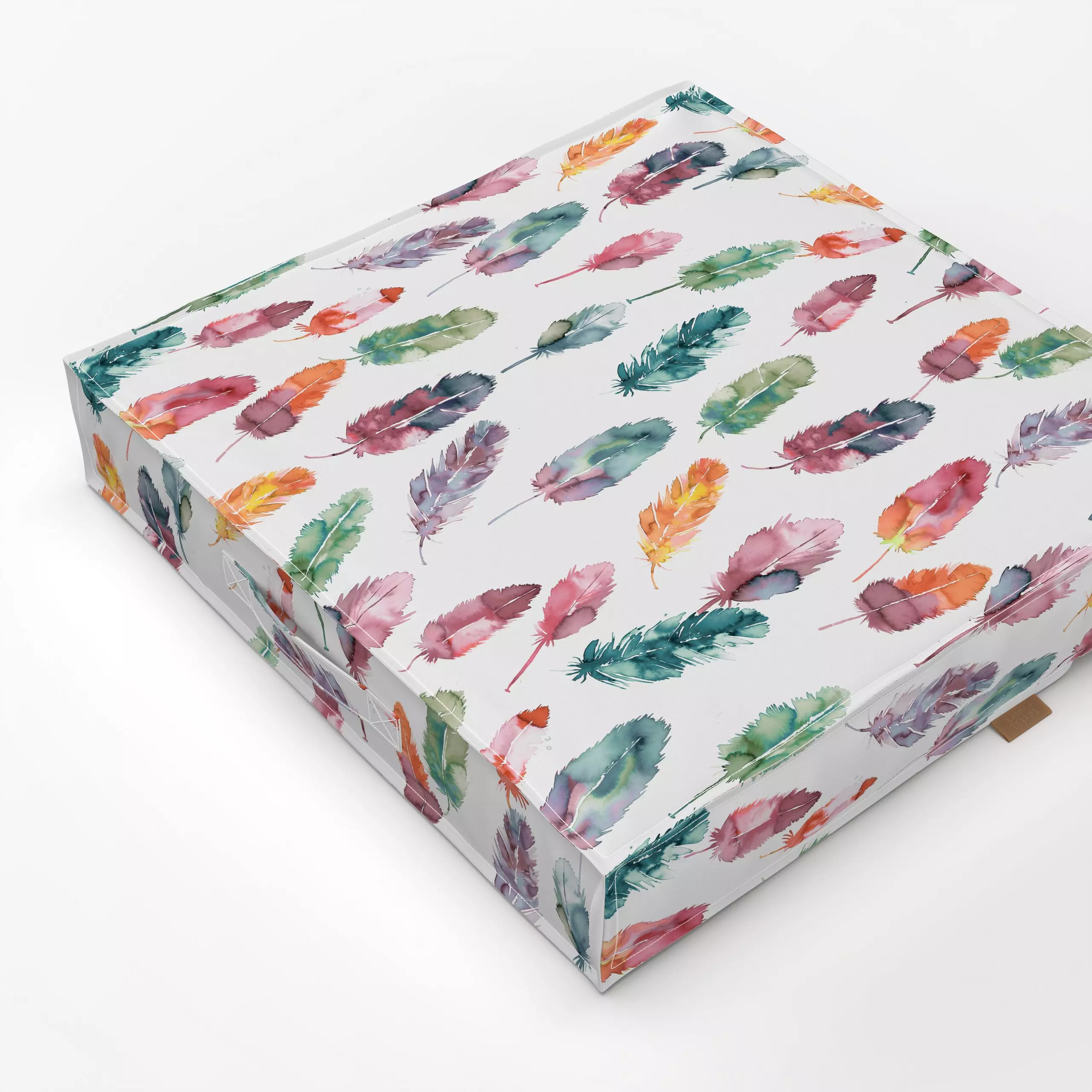 Bodenkissen Aquarell Frühling Boho Feder - Frühling, Sommer - von „Ninola Design "; boho, hippie, Muster, Feder, Kissen, Ele...