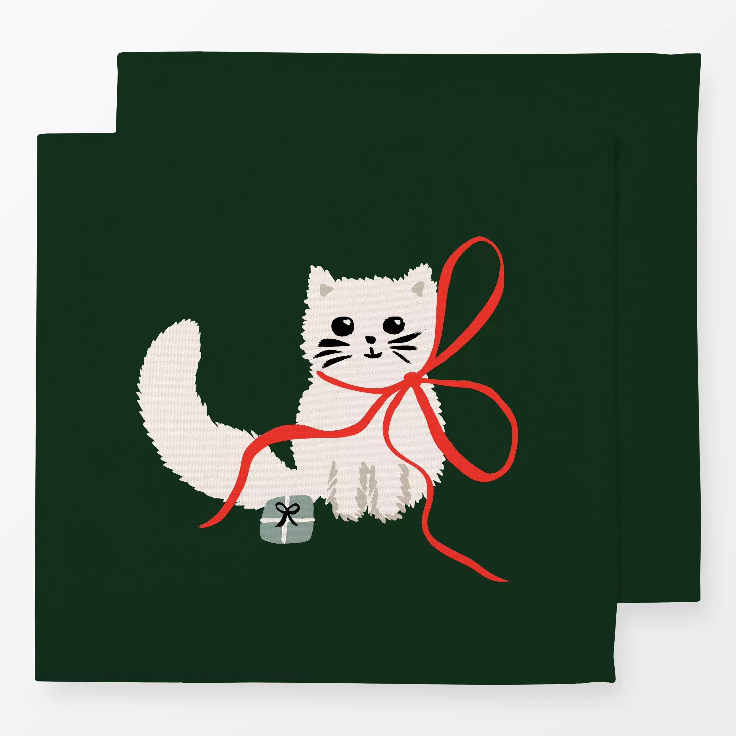 Servietten Katze - Tiere, Weihnachten, Winter - von „Julia Schumacher"; Weihnachten, niedlich, Geschenk, schleife, Katzen, K...