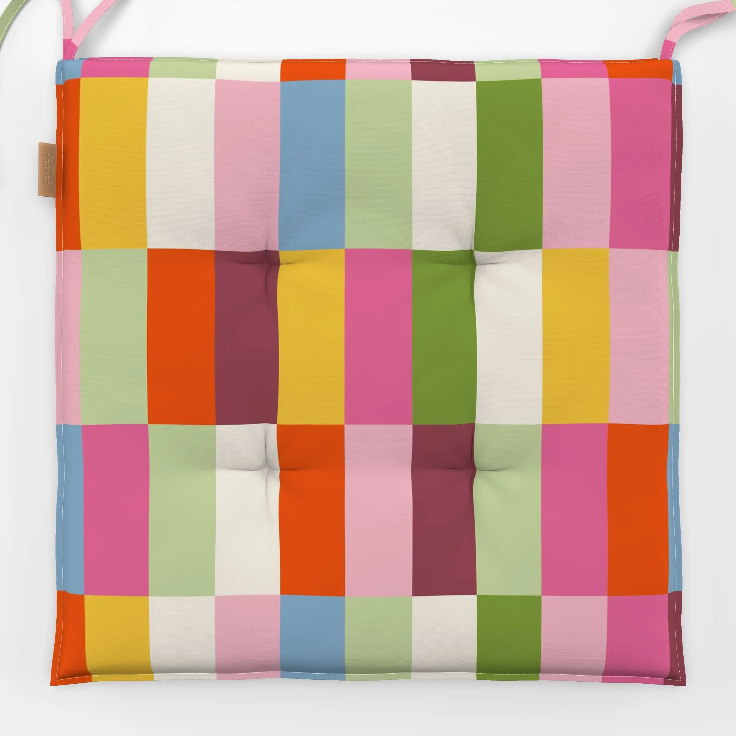 Sitzkissen Farbenfroh - Sommer, Symbole & Muster, Retro & Vintage - von „Patries Elisabeth"; Lustig, gelb, farbenfroh, blaug...