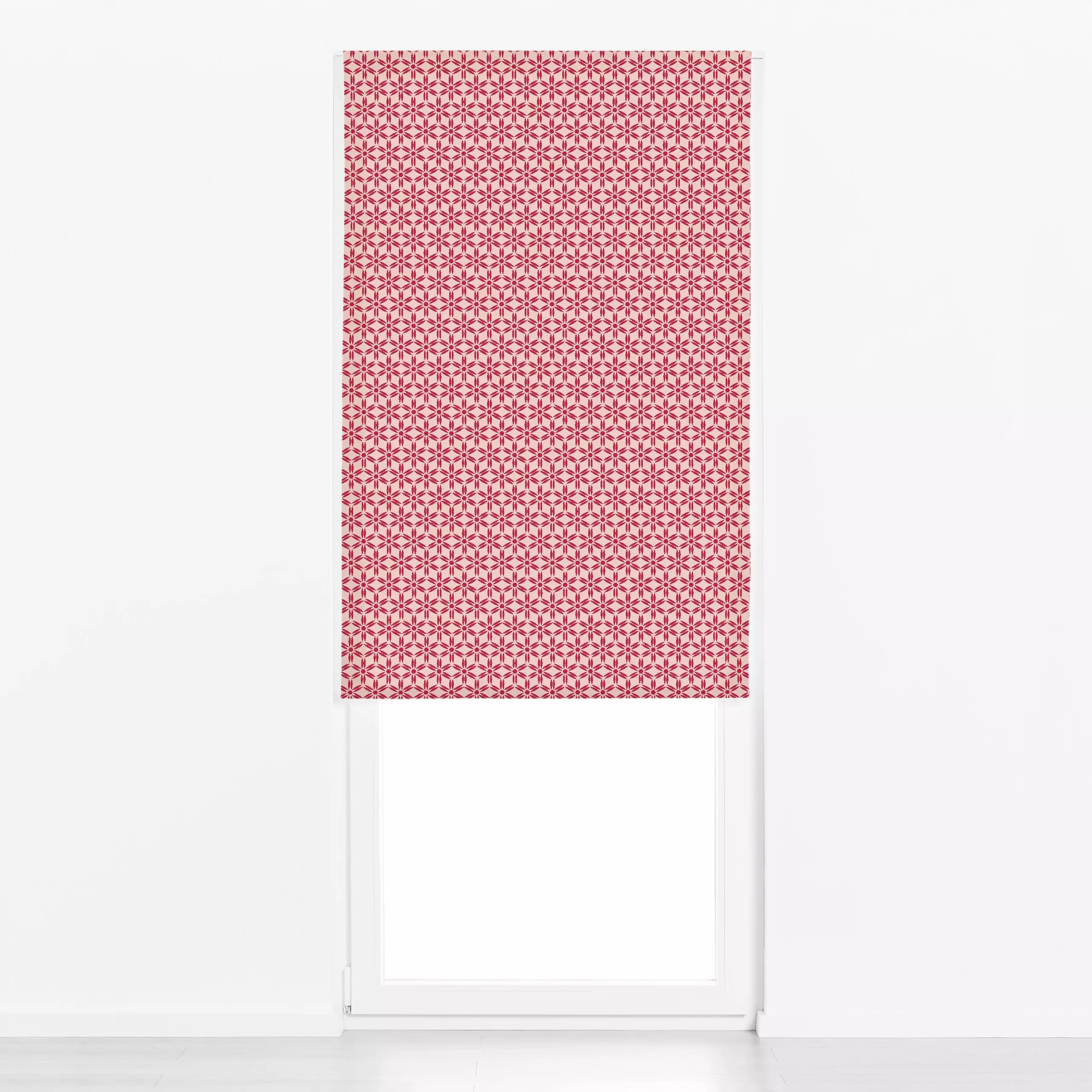 Raffrollo VIVA Circle Floral - Blumen & Florales, Symbole & Muster - von „Julia Schumacher"; boho, graphisch, floral, rot, O...