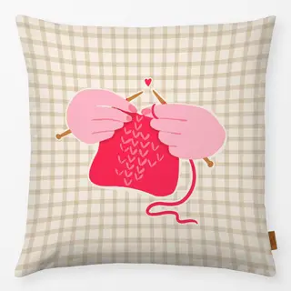 Kissen Strickende Hände Wendekissen