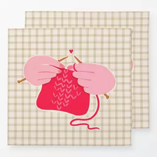 Servietten Strickende Hände Wendekissen