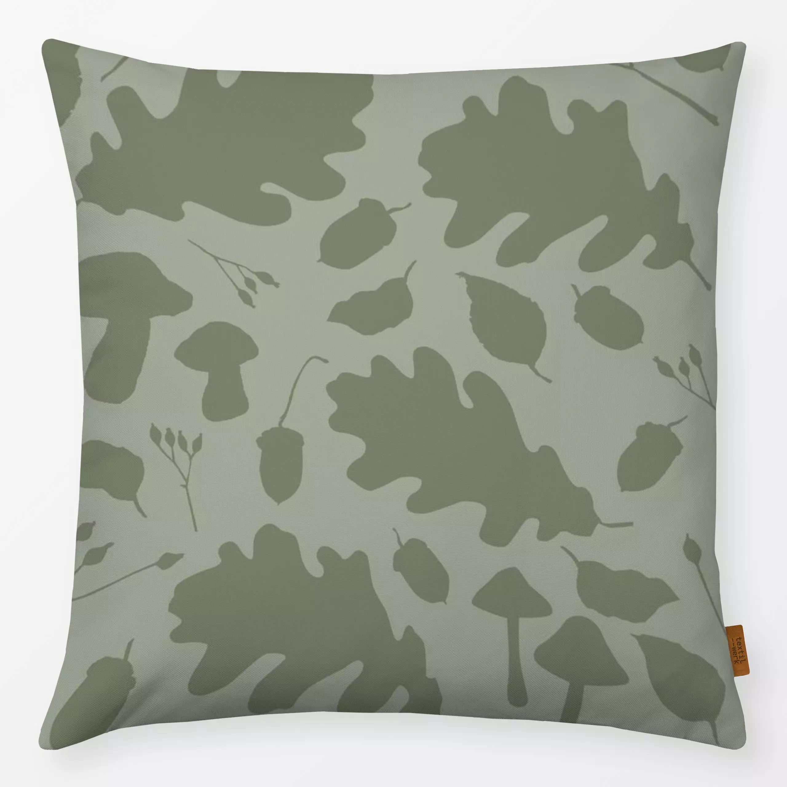 Kissen Herbst allover L green - Herbst, Natur & Landschaft, Pflanzen & Botanik - von „Katrin Graff"; Blätter, Wald, Herbst, ...