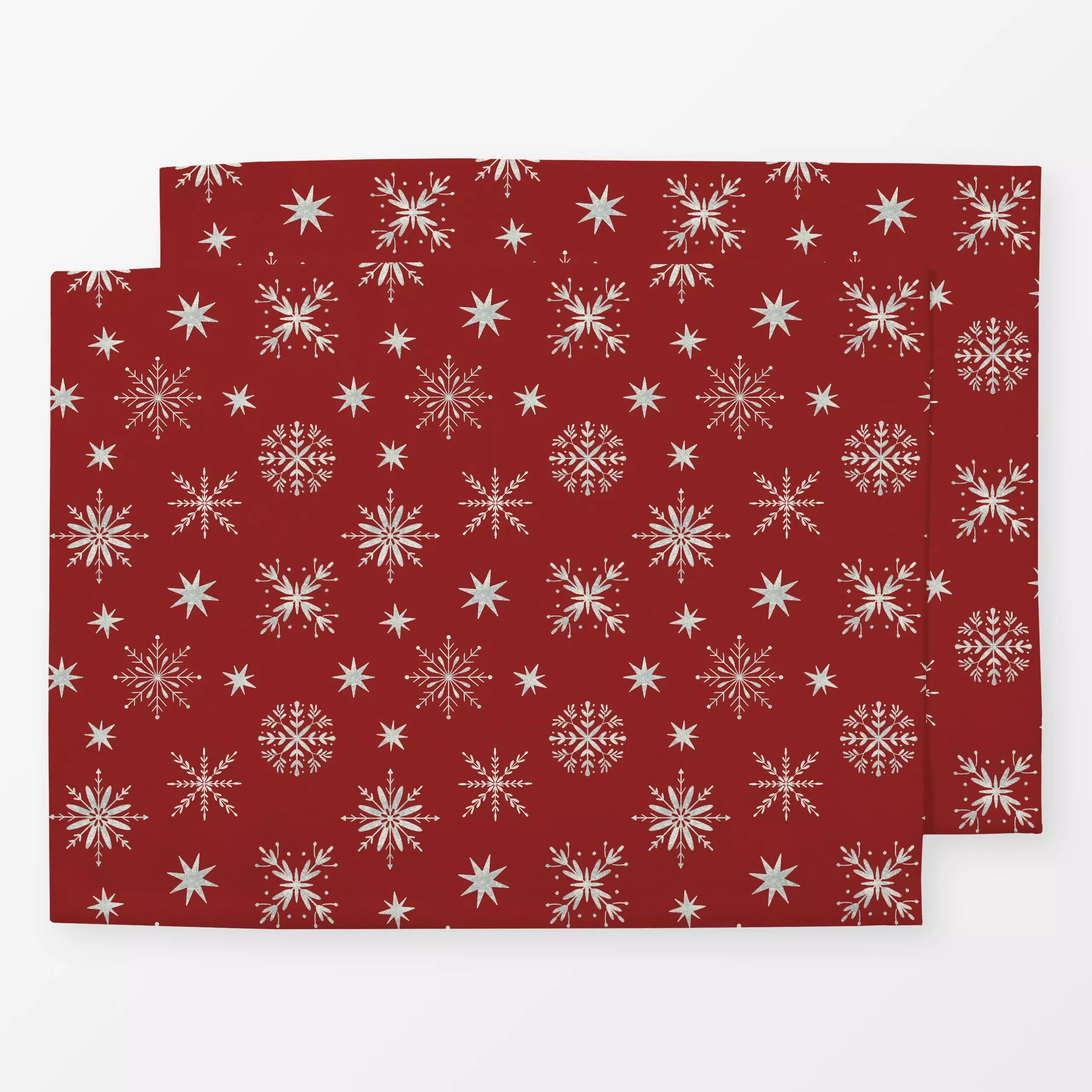Tischset Schneeflocken Crimson Rot - Weihnachten, Winter, Symbole & Muster - von „Mareen Heinz"; Muster, Schneeflocken, Ster...