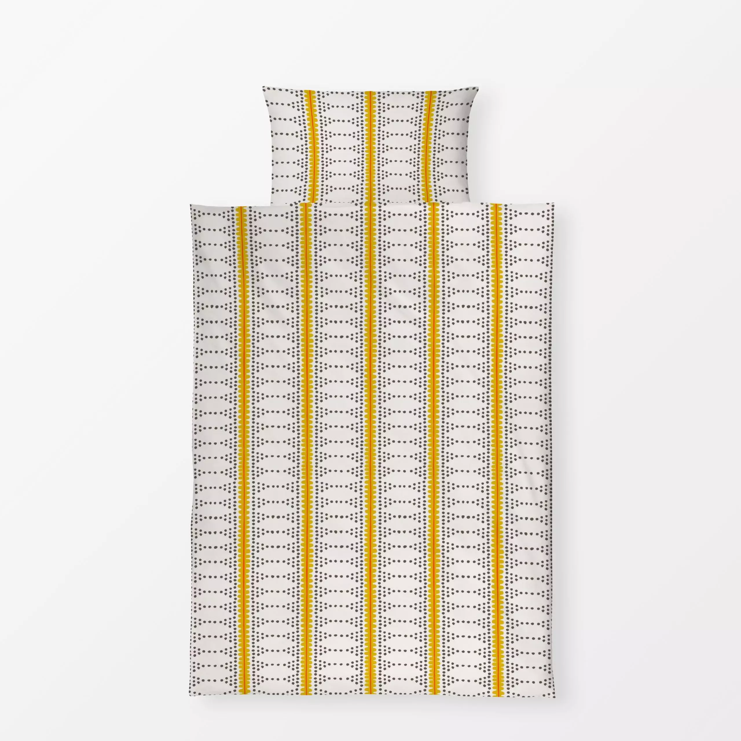Bettwäsche boho summer stripe yellow - Sommer, Symbole & Muster - von „Vivian Hasenclever"; boho, Punkte, modern, handgezeic...
