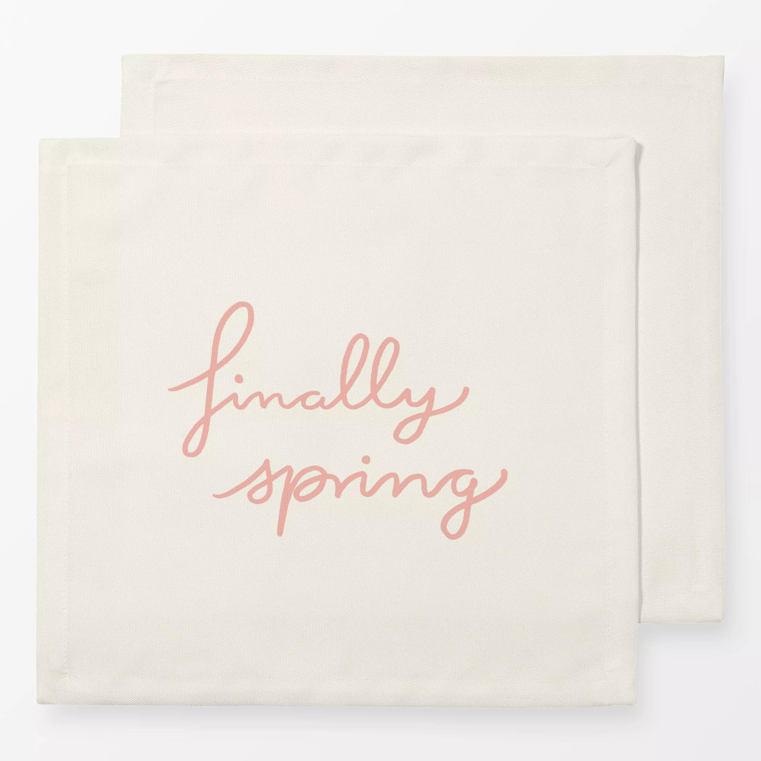 Servietten Frühling Spruch beige rosa - Frühling, Sprüche & Schriftzüge - von „Kathrin Woo"; Spruchkissen, Handschrift, Lett...