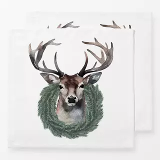Servietten Cottage Christmas Hirsch Weiss