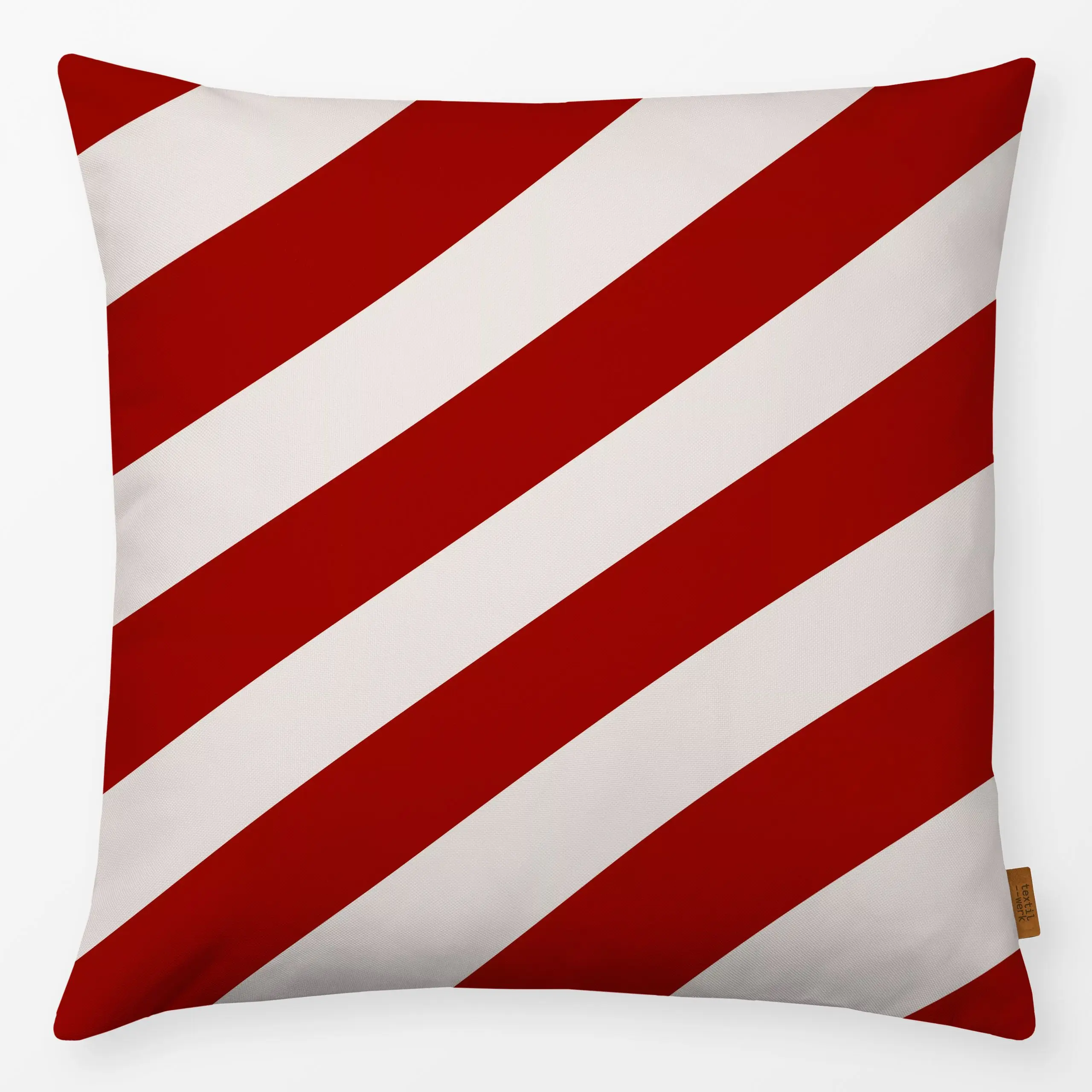 Kissen Christmas Stripes Beige Rot - Weihnachten, Symbole & Muster - von „textilwerk"; Papaya, Streifen, Retro, Merry Christ...