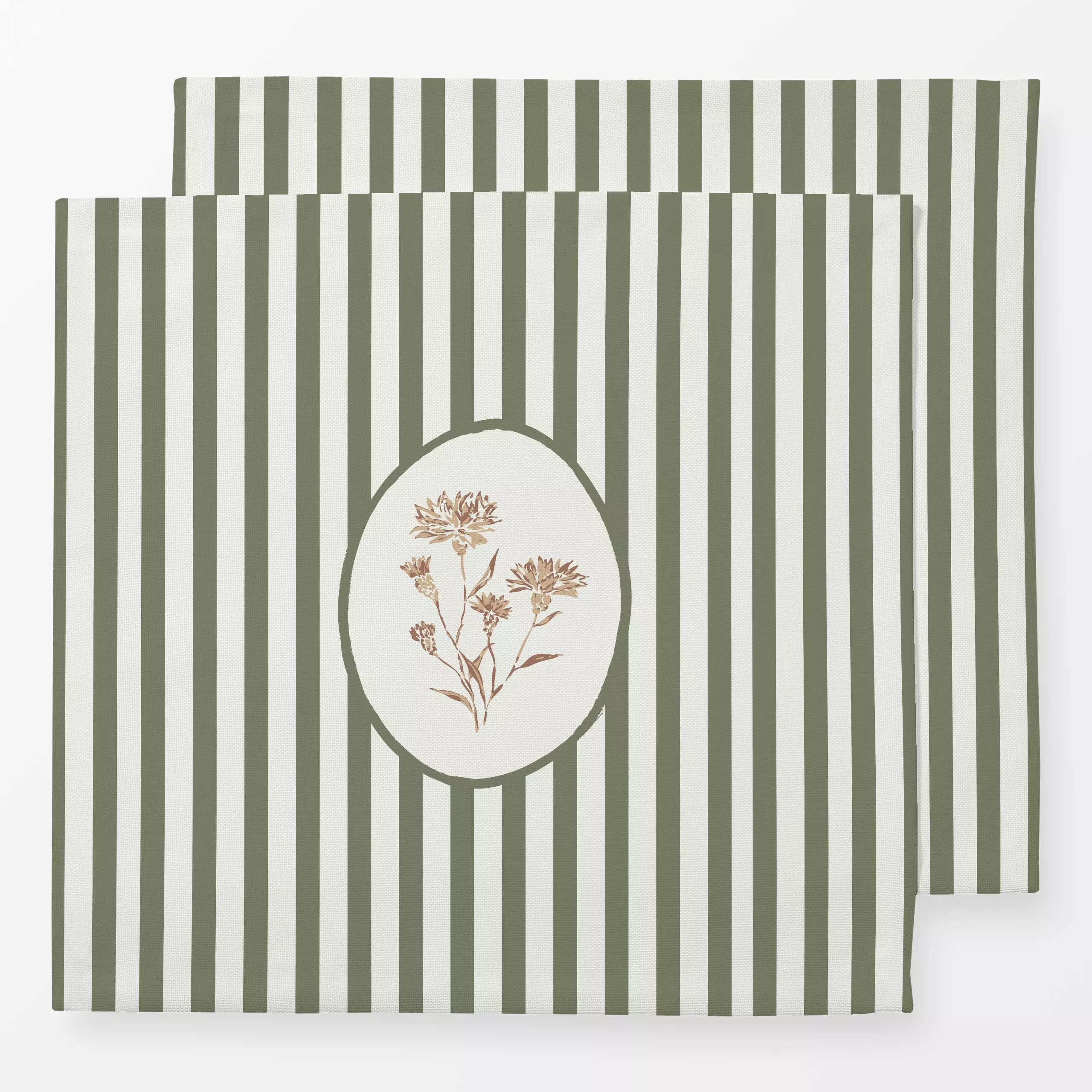 Servietten Kornblume gestreift grün - Blumen & Florales, Herbst, Symbole & Muster - von „Katrin Graff"; Streifen, Kornblume,...