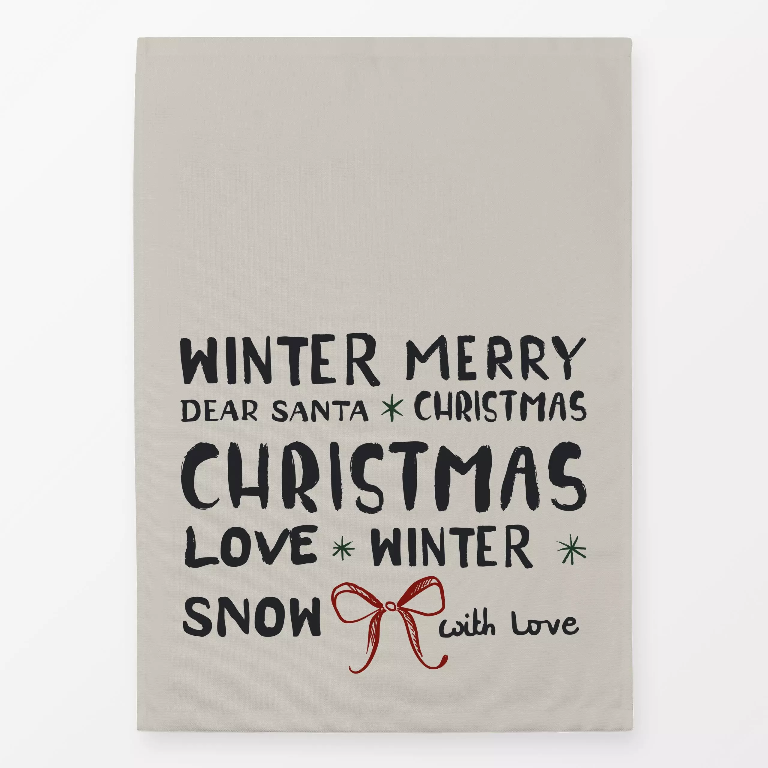 Geschirrtücher Christmas Typo beige - Weihnachten, Winter - von „Katrin Graff"; Love, Weihnachten, Winter, weihnachtlich, We...