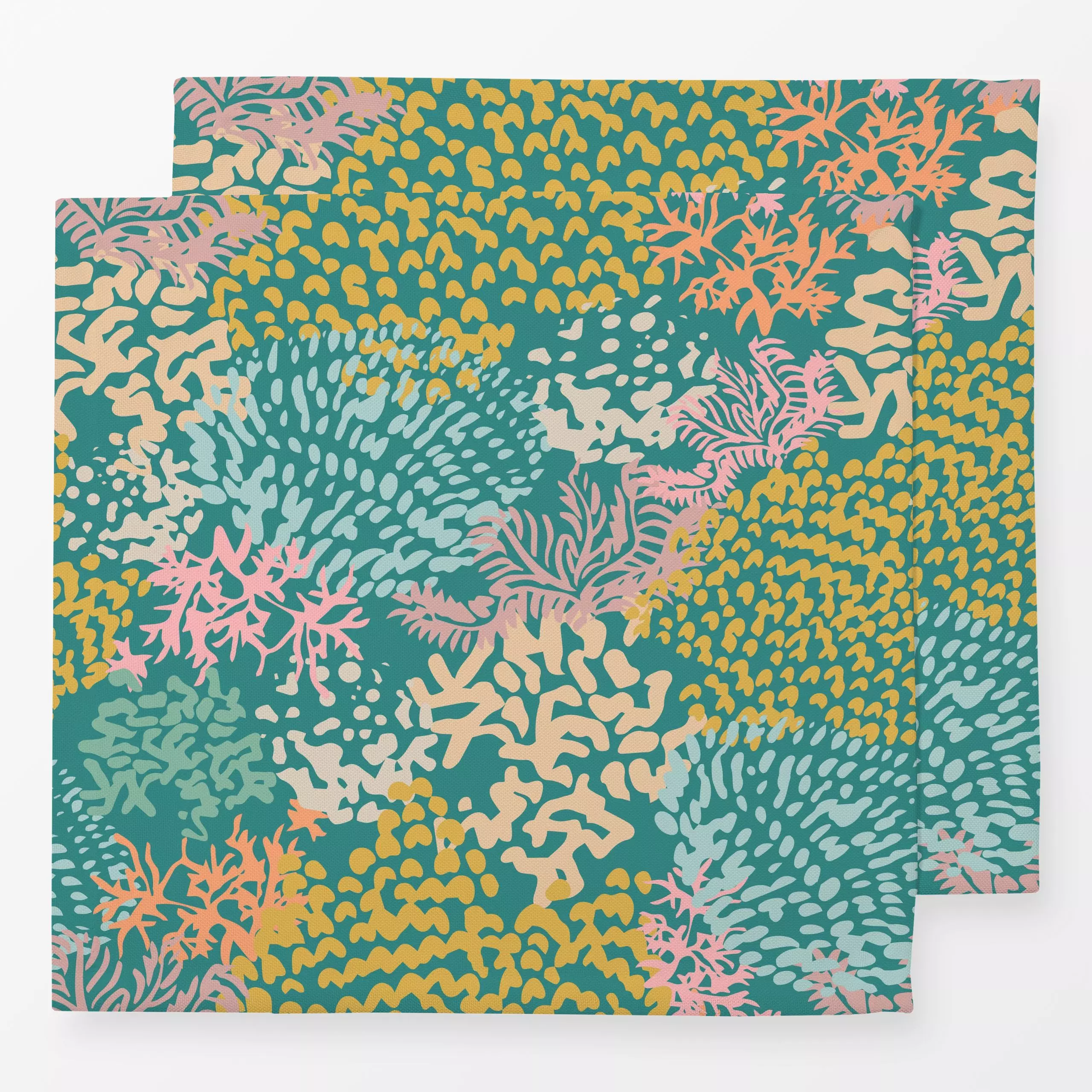 Servietten Coral Reef - Natur & Landschaft, Sommer, Symbole & Muster - von „Patries Elisabeth"; rosa, Meer, Meerestiere, Unt...