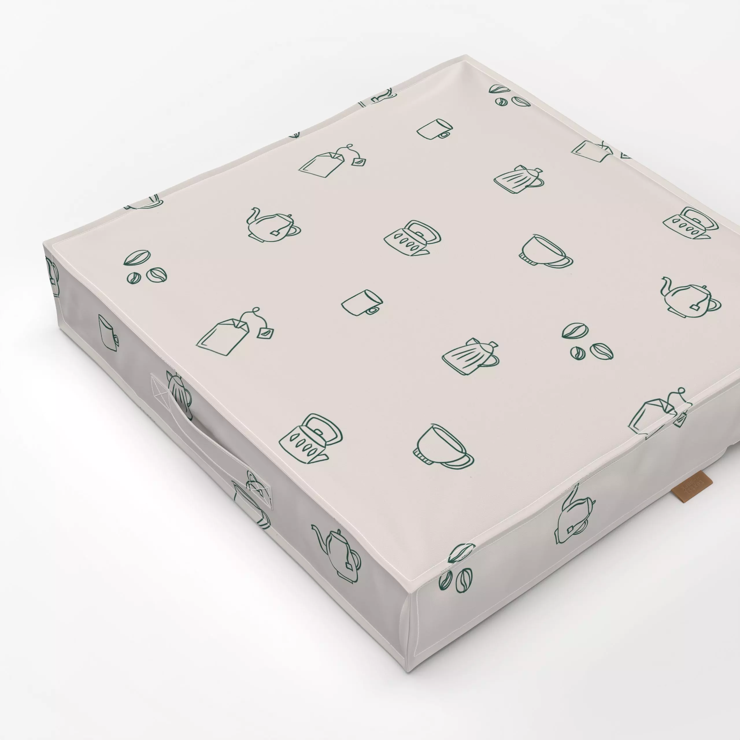 Bodenkissen Kaffee Tee Muster Grün - Sprüche & Schriftzüge, Weihnachten, Anlässe - von „textilwerk"; Illustration, skandinav...