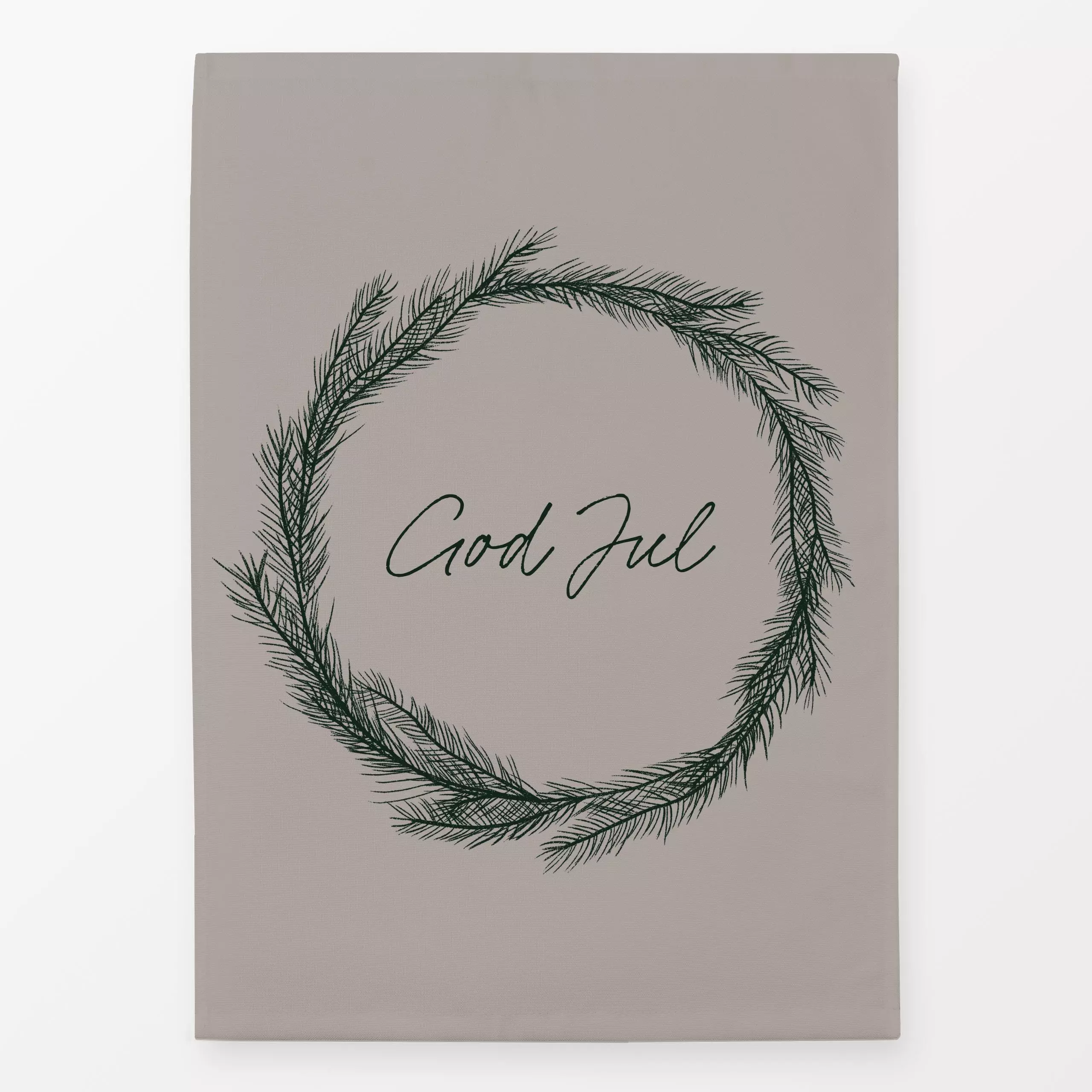 Geschirrtücher Mørkegrøn God Jul Krans - Sprüche & Schriftzüge, Weihnachten - von „textilwerk x hejmelig"; beige, kranz, wei...